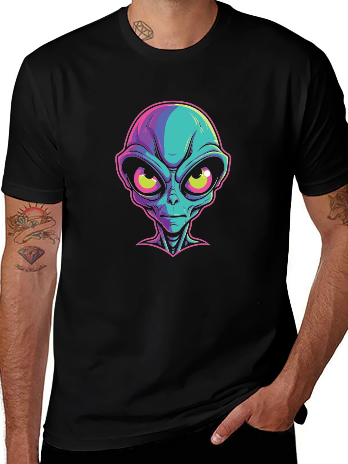 Variant 4 of Alien Graphic Black T-Shirt - Bold Sci-Fi Style