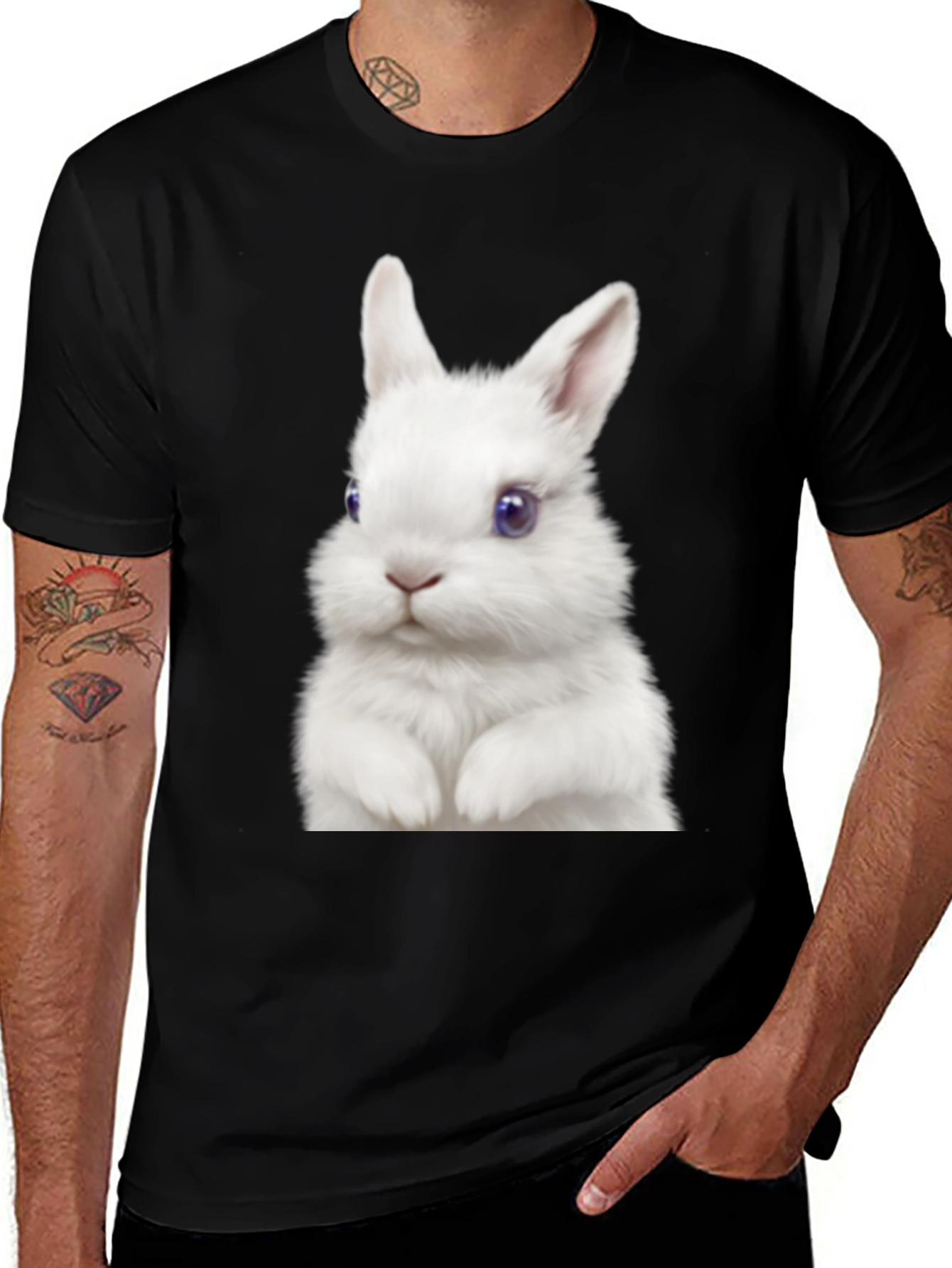 Variant 30 of Bunny Graphic Black T-Shirt