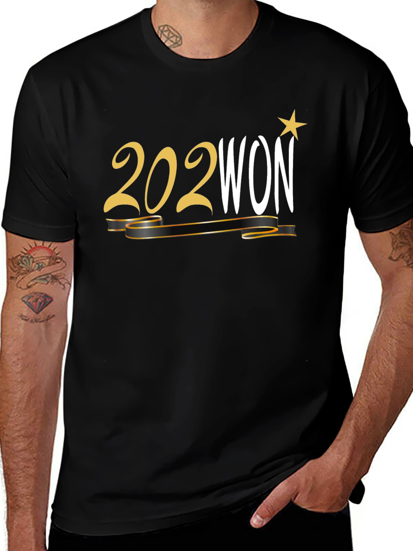 Variant 9 of 202WON Graphic Print Black T-Shirt