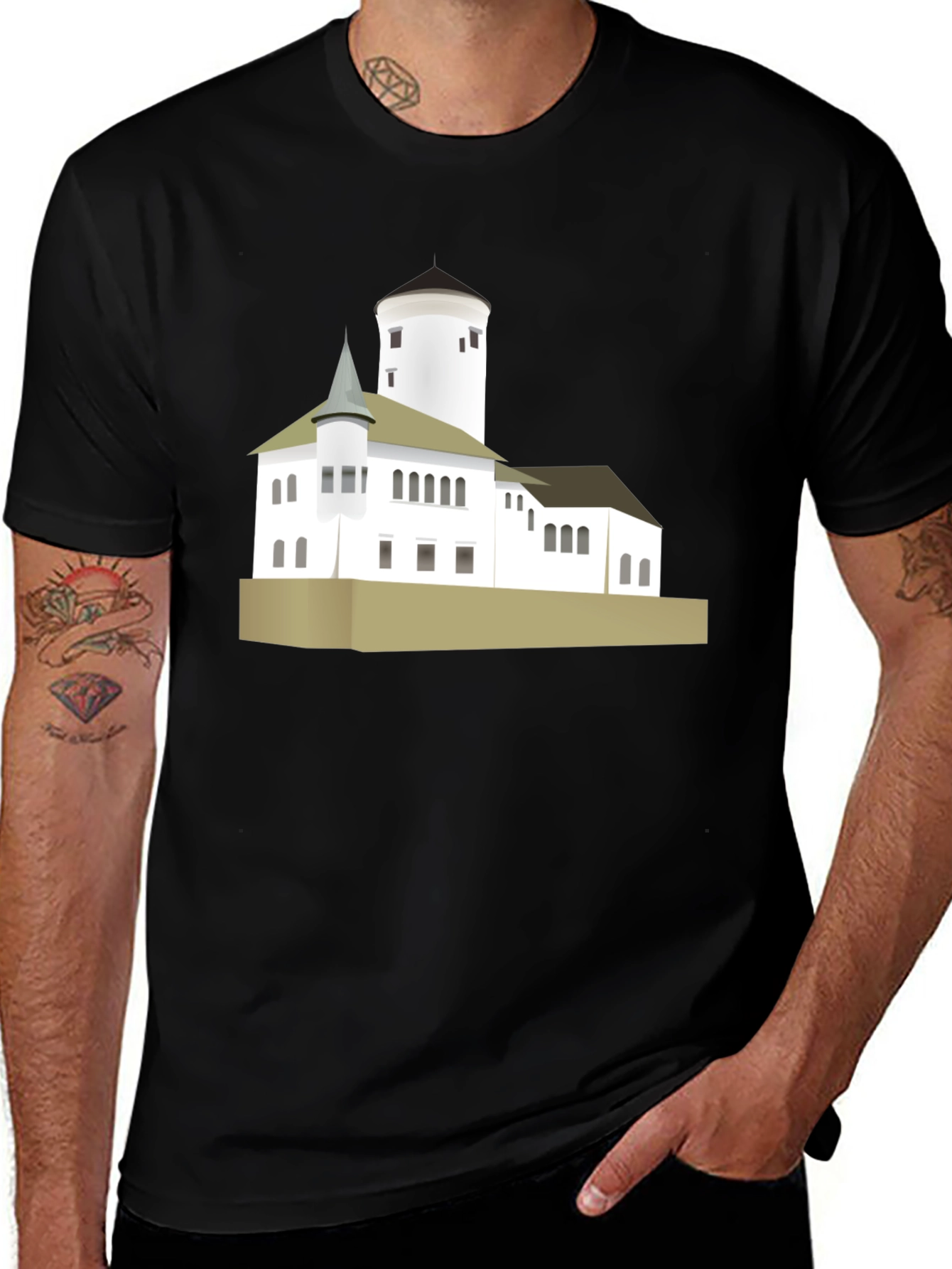 Variant 7 of Castle Graphic T-Shirt | Men's Black Tee