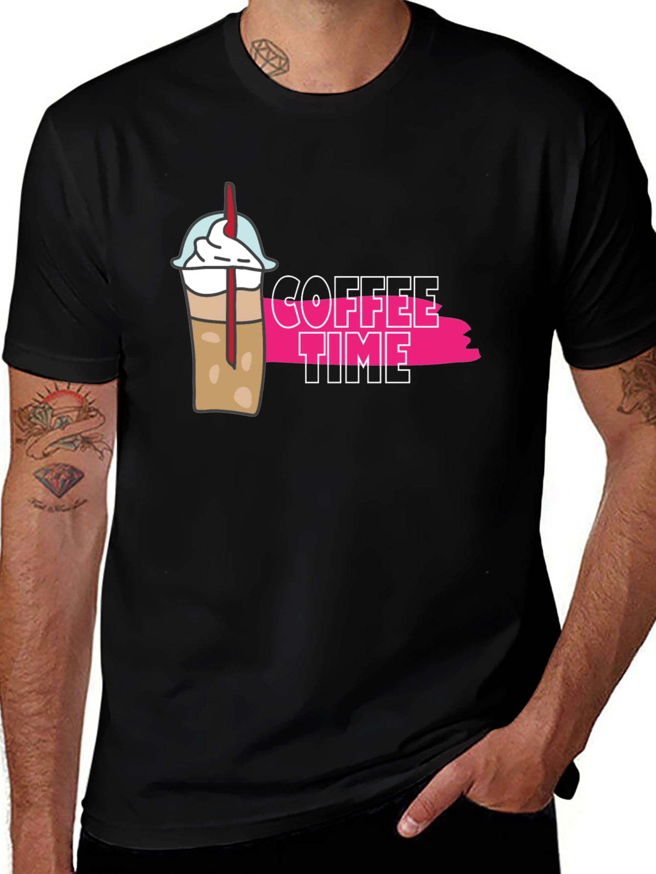 Variant 30 of Coffee Time Graphic T-Shirt - Unisex Black Tee