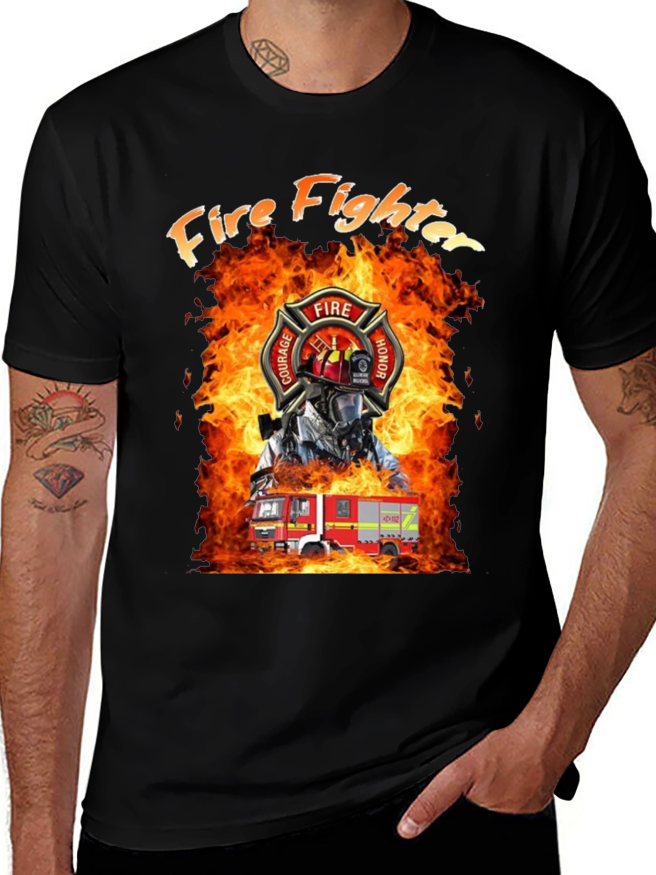 Variant 8 of Firefighter T-Shirt - Courage Honor Fire Design