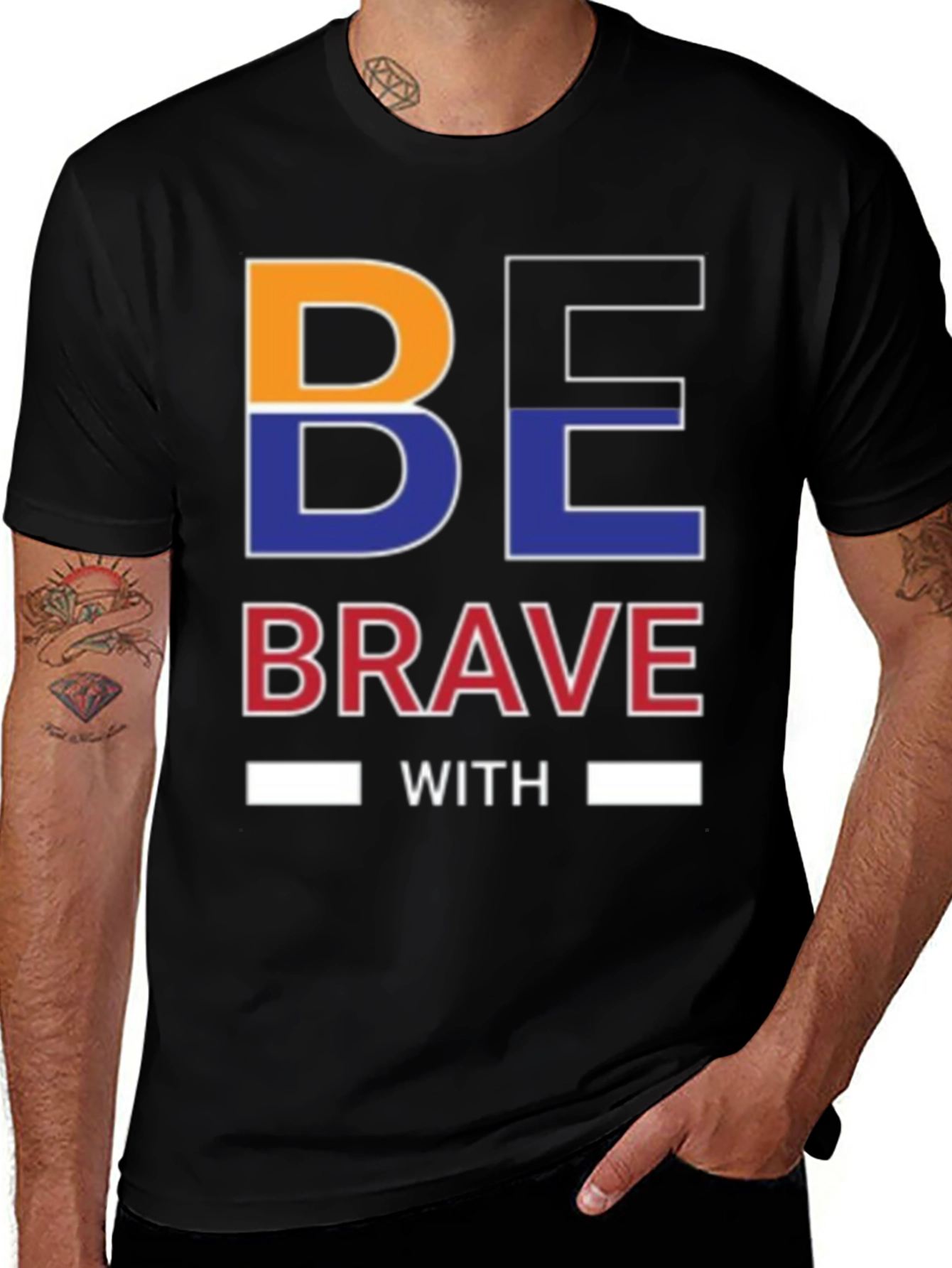 Be Brave Graphic Print Black T-Shirt