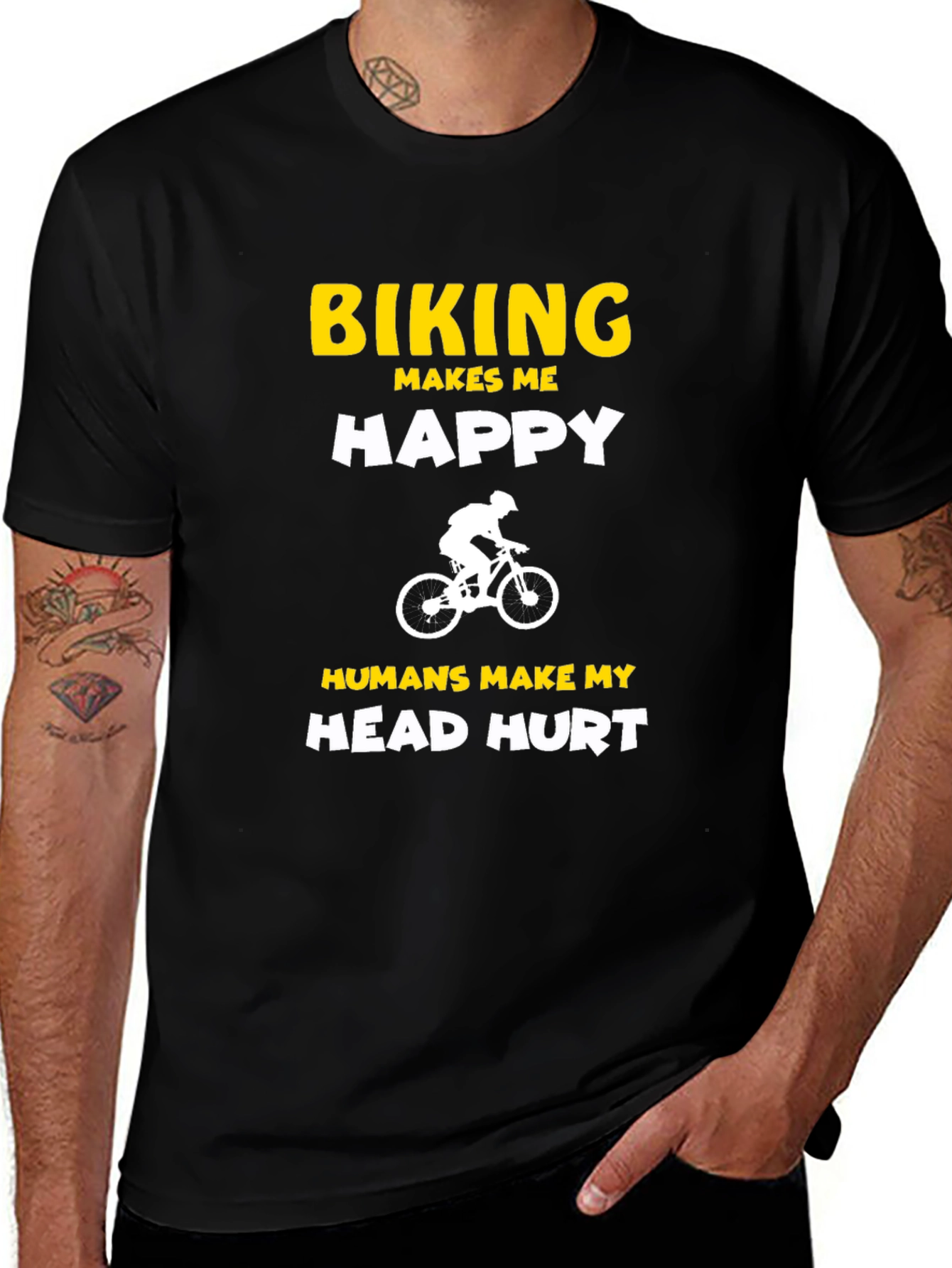 Variant 16 of Biking Makes Me Happy Graphic Tee - Cycling Enthusiast T-Shirt