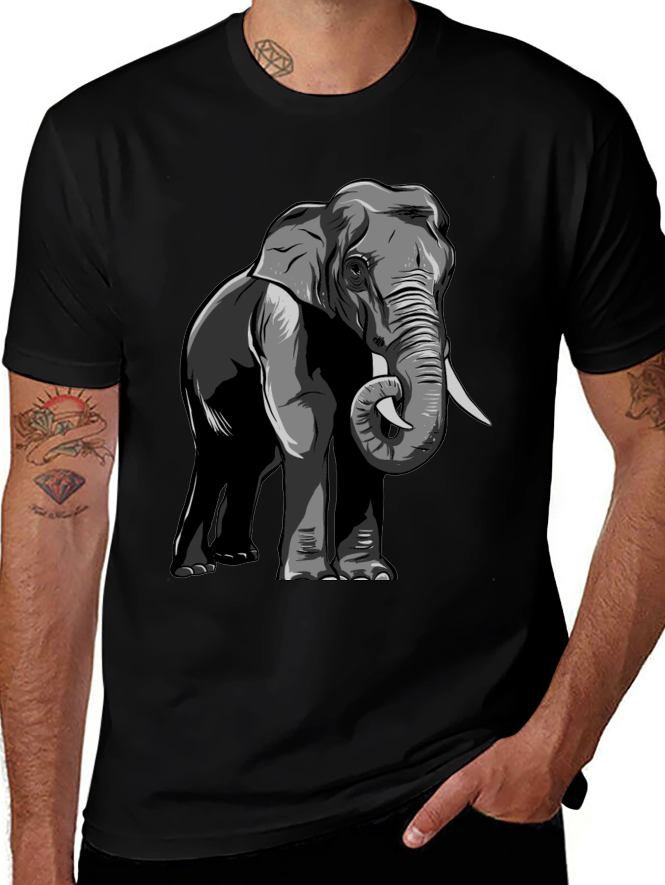 Variant 21 of Elephant Graphic T-Shirt - Classic Black Tee