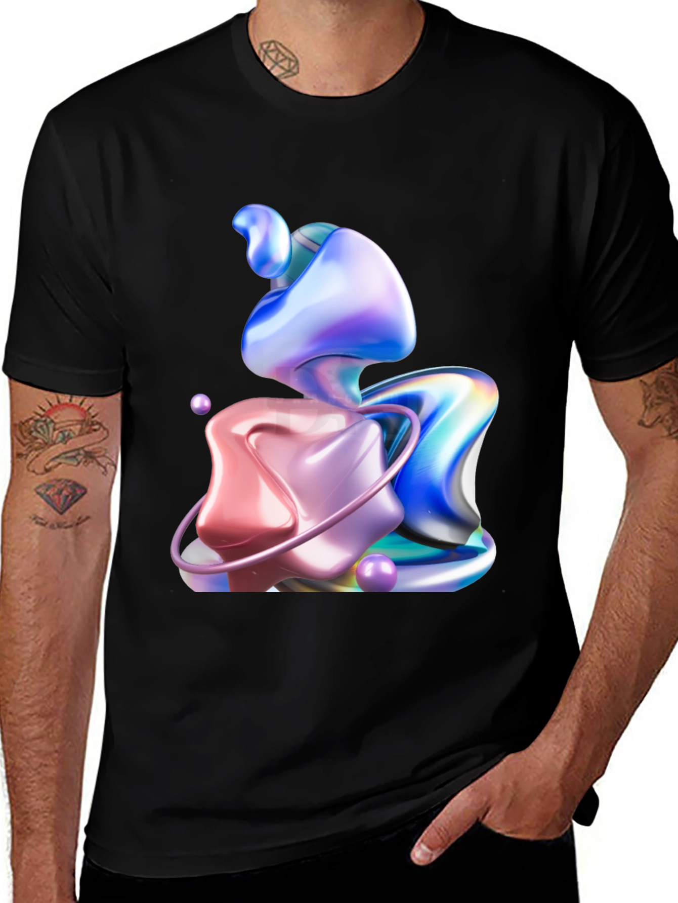 Variant 9 of Abstract Swirl Graphic Black T-Shirt