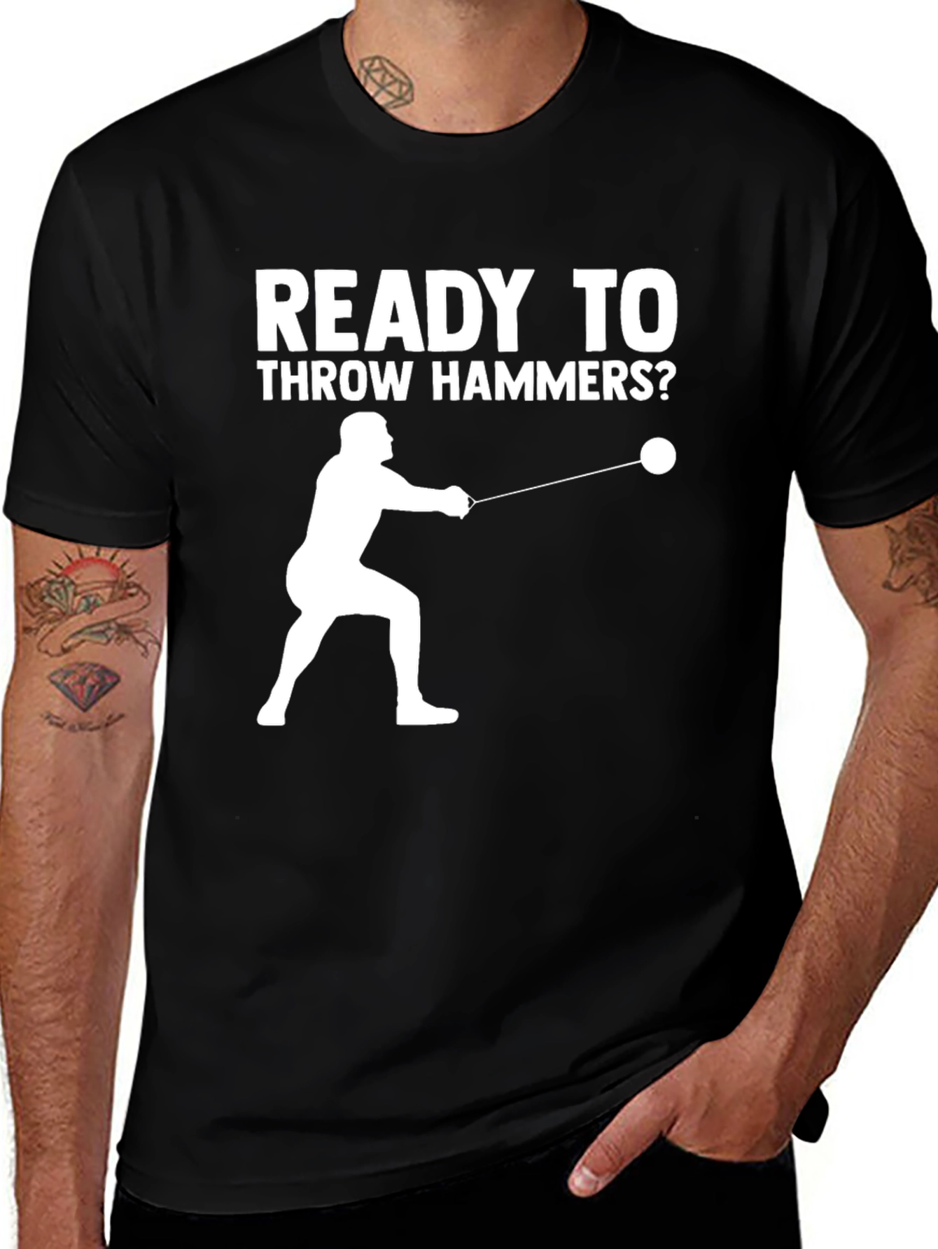 Variant 20 of Ready to Throw Hammers? Men's Black T-Shirt