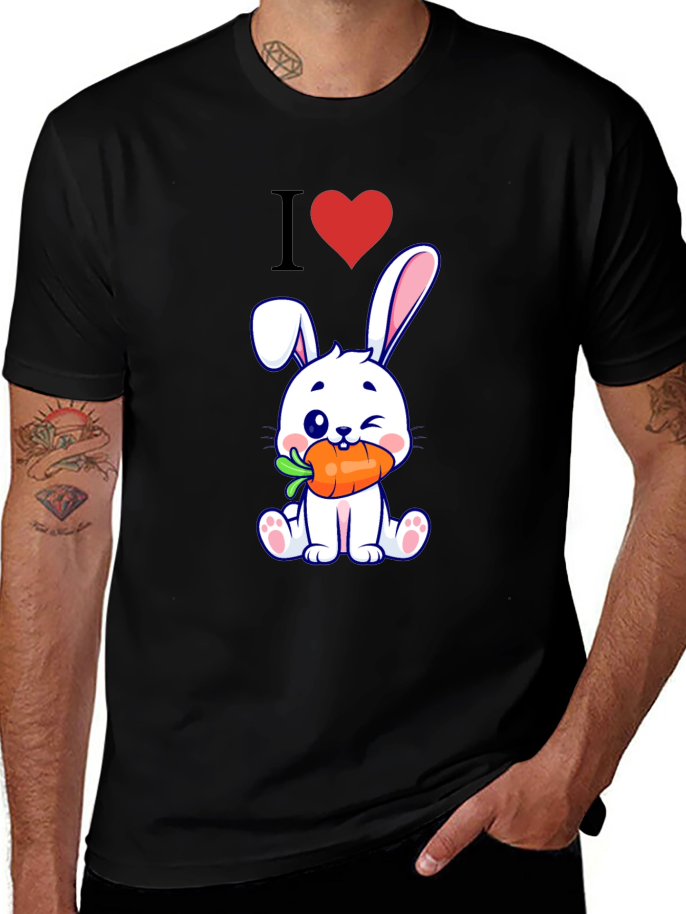Variant 18 of I Heart Cute Bunny T-Shirt - Black