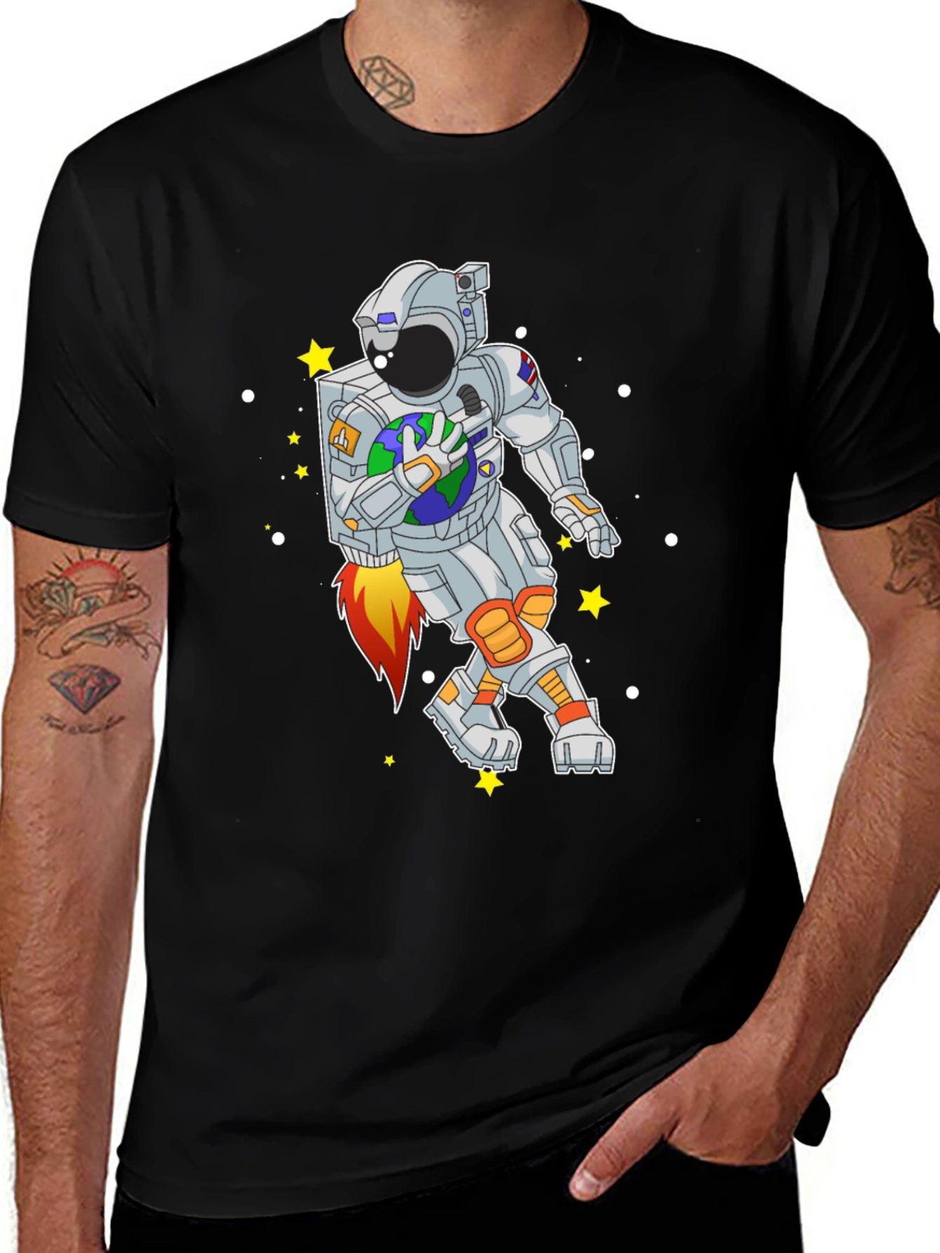 Astronaut Holding Earth Graphic T-Shirt