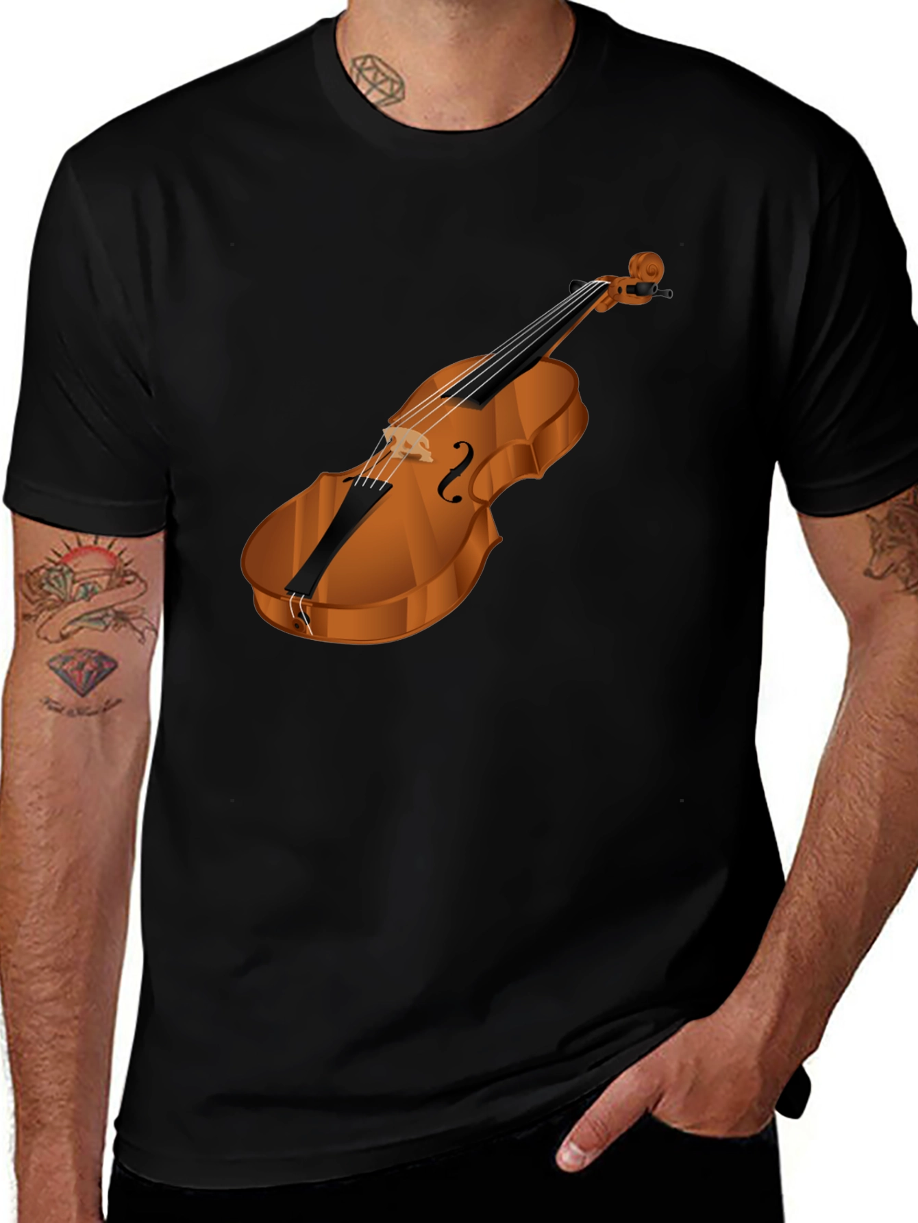 Variant 17 of Violin Graphic Black T-Shirt
