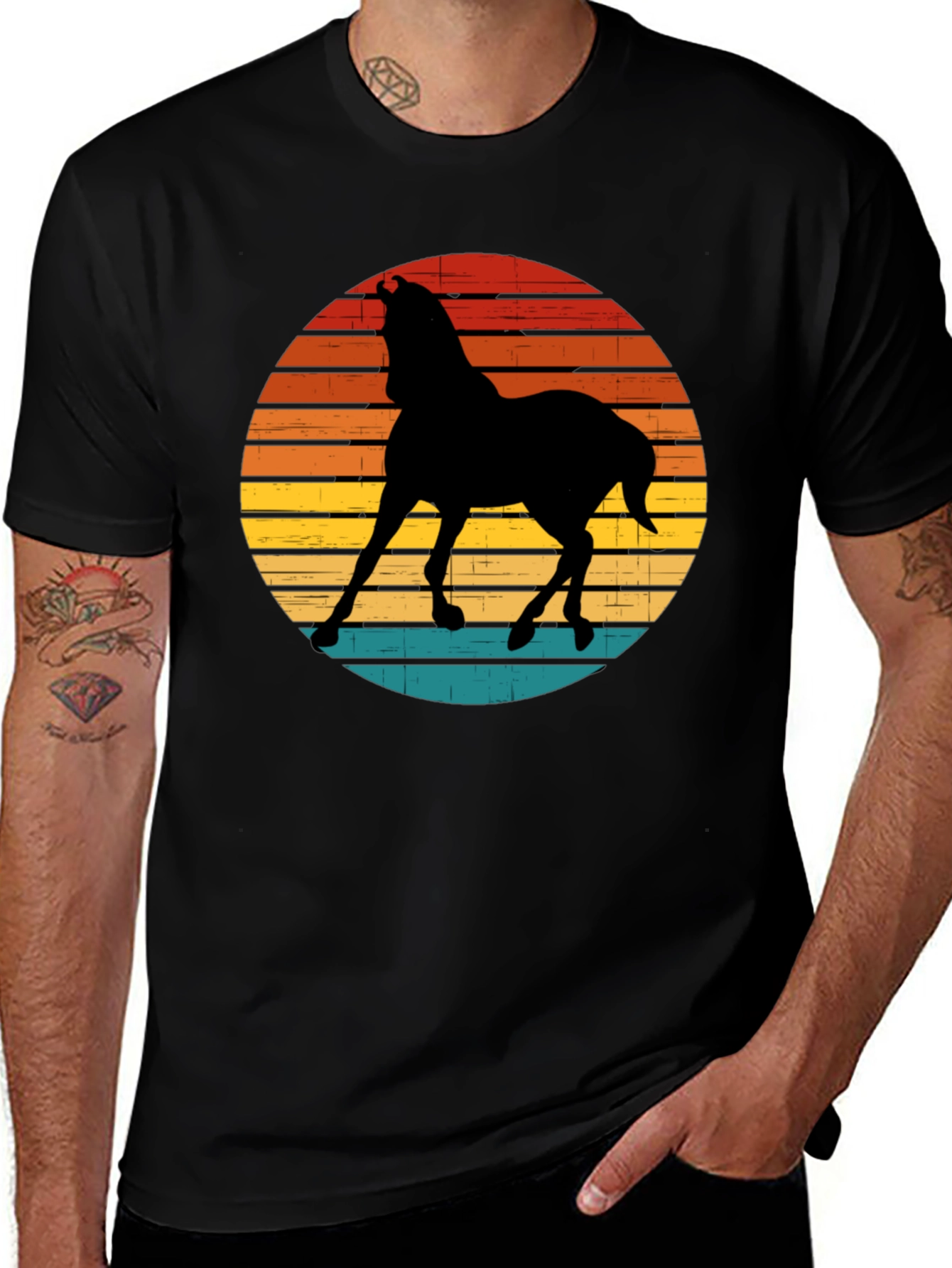 Variant 22 of Retro Horse Silhouette Tee - Stylish Graphic T-Shirt