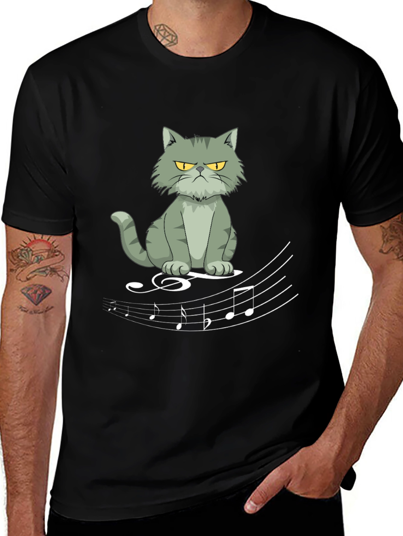 Grumpy Cat Music T-Shirt - Unisex Cotton Tee