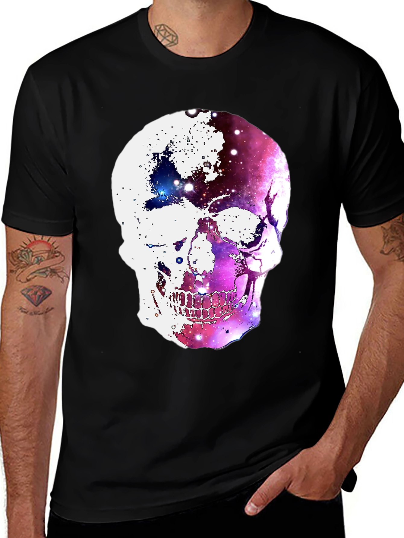 Variant 30 of Galaxy Skull Graphic T-Shirt - Unique Design!
