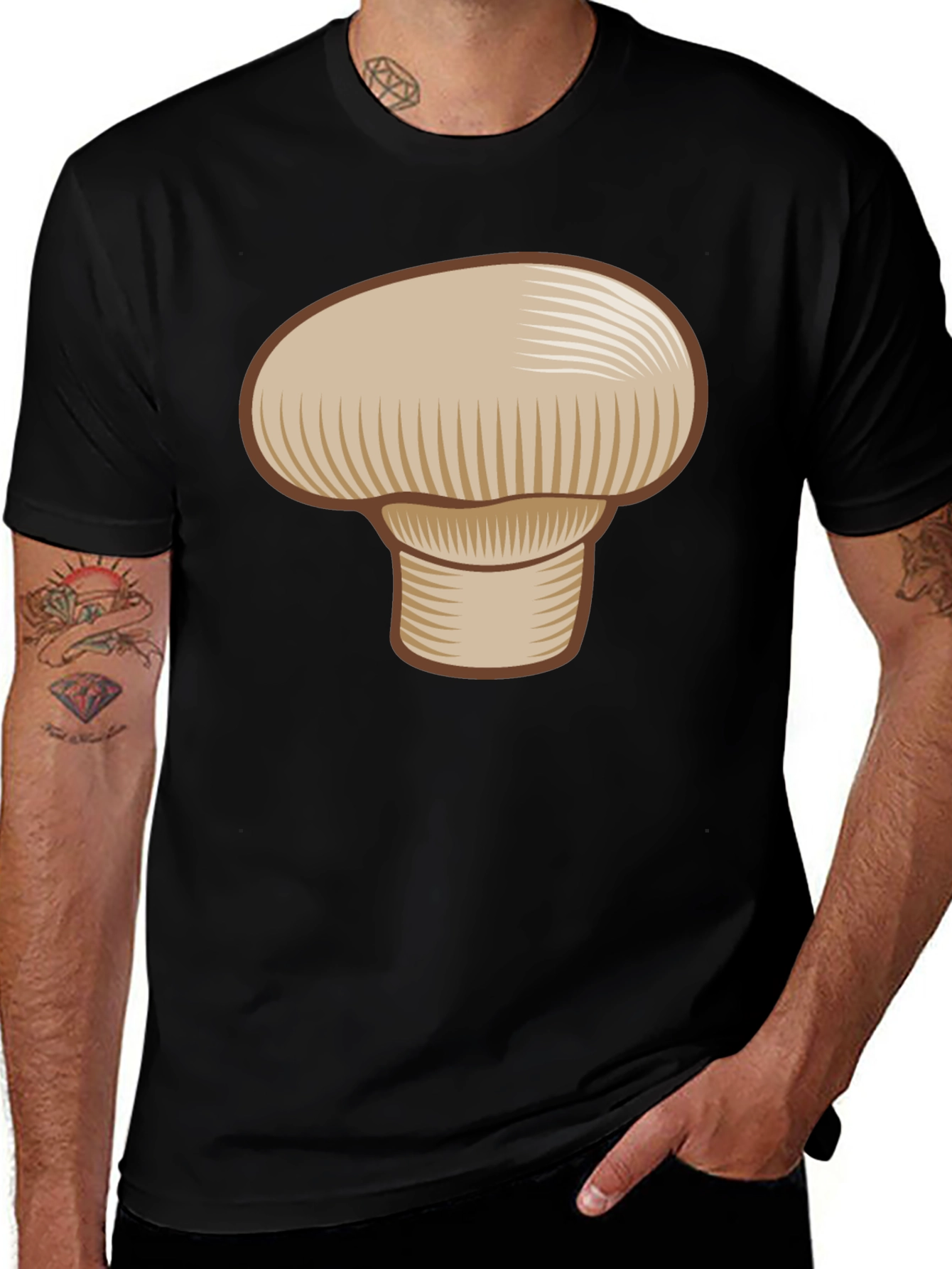 Variant 8 of Mushroom Graphic Tee - Casual Black T-Shirt