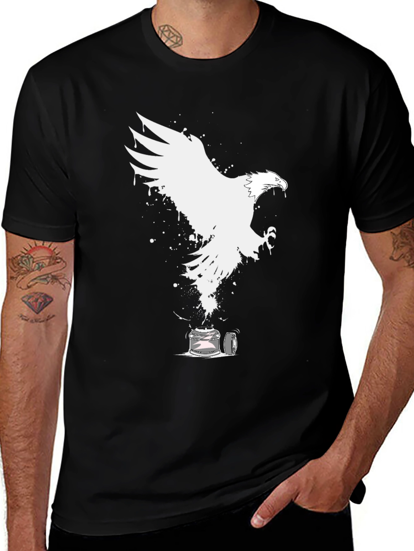 Variant 10 of Eagle Graphic Print Black T-Shirt