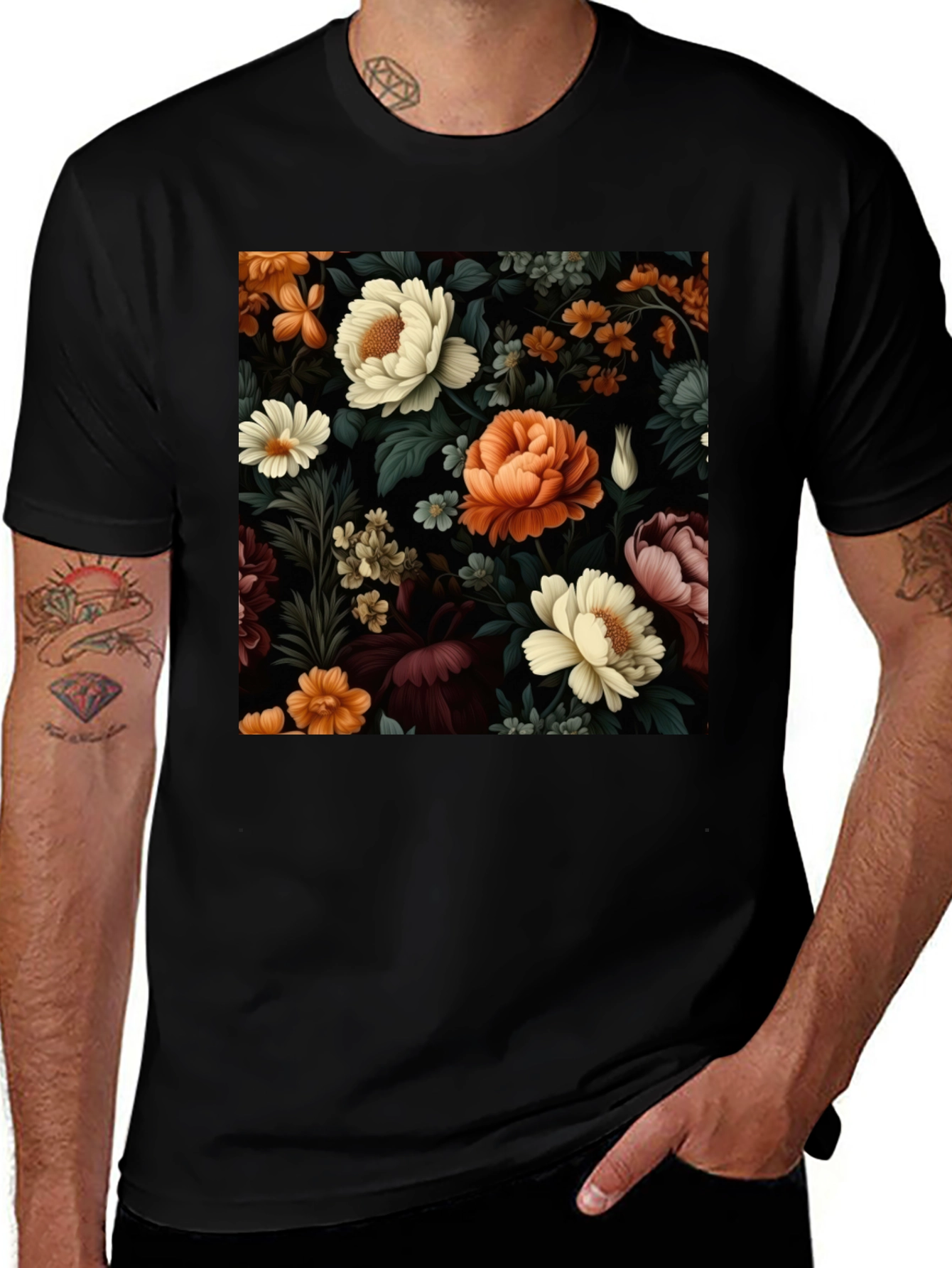 Variant 19 of Floral Print Crew Neck T-Shirt