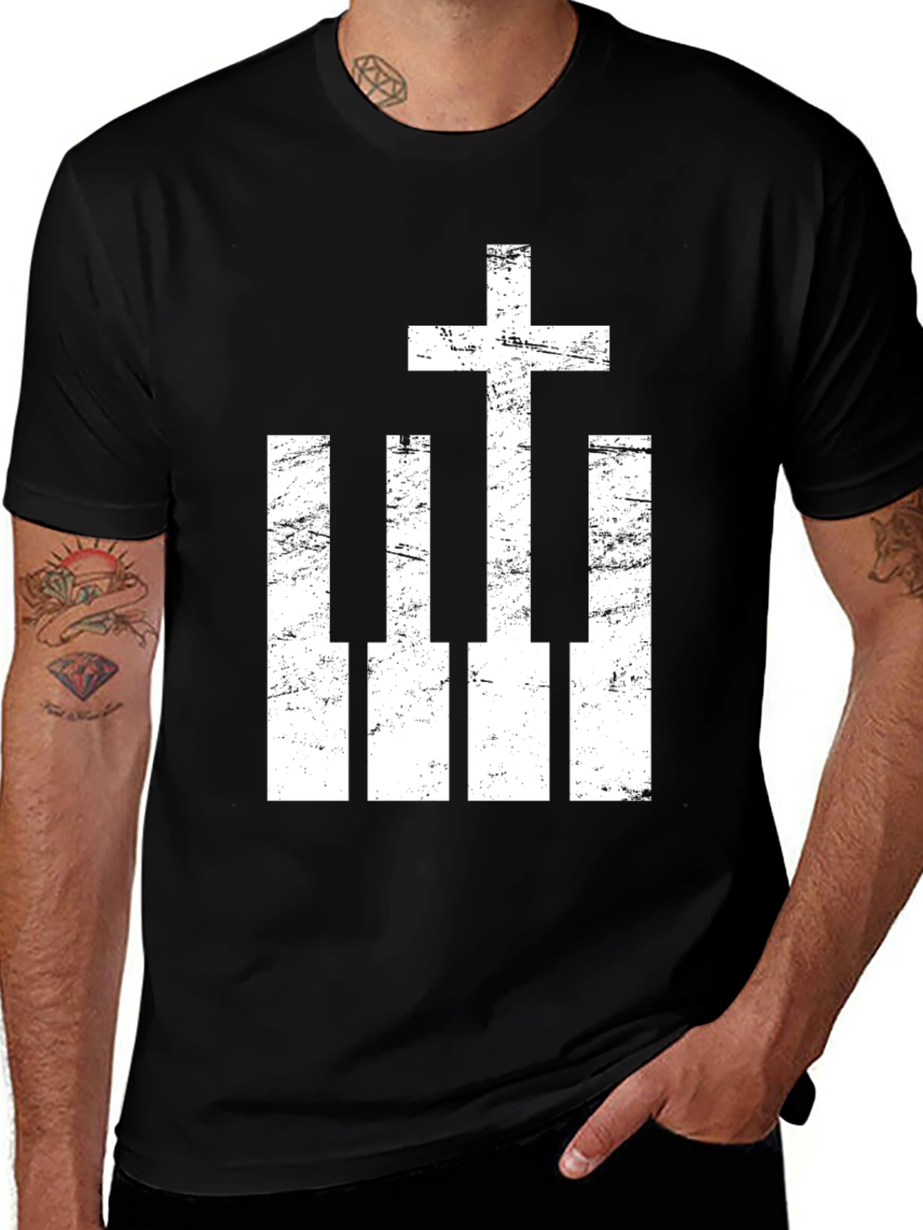 Christian Piano Cross Graphic Tee