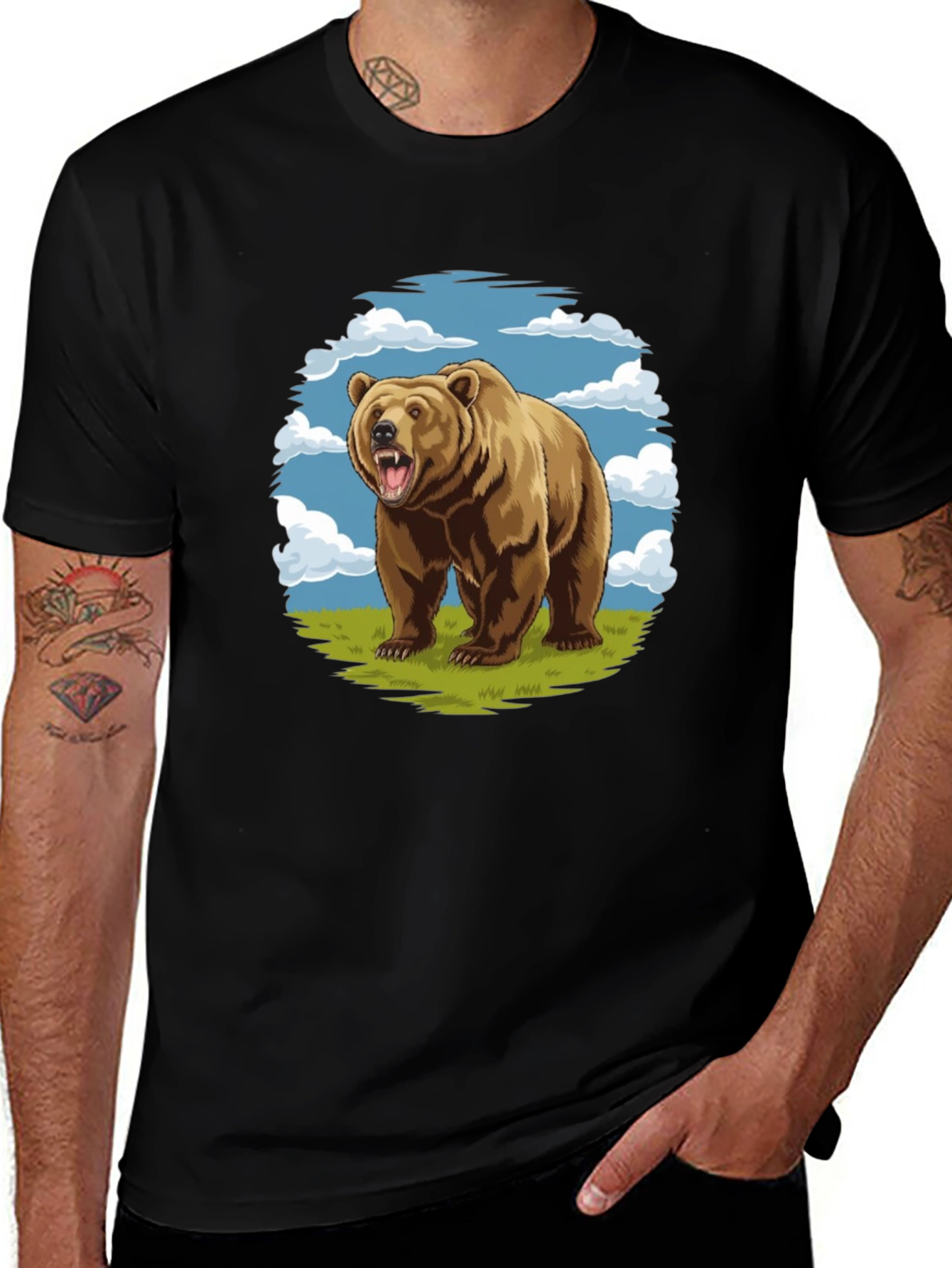 Variant 6 of Grizzly Bear Graphic Tee - Nature Inspired Design