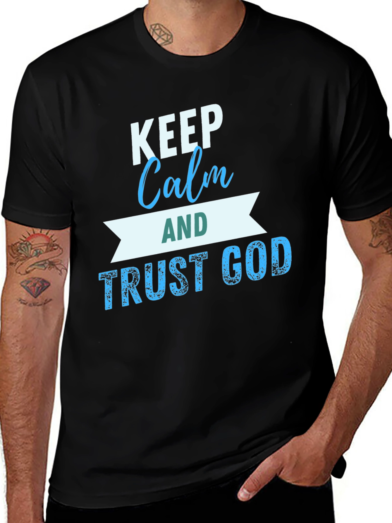 Keep Calm Trust God Black T-Shirt