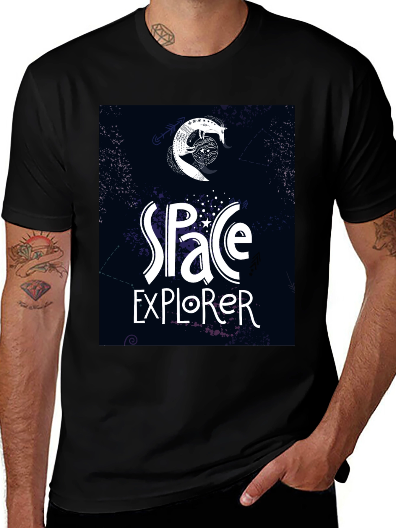 Variant 11 of Space Explorer Graphic Tee - Black Casual T-Shirt