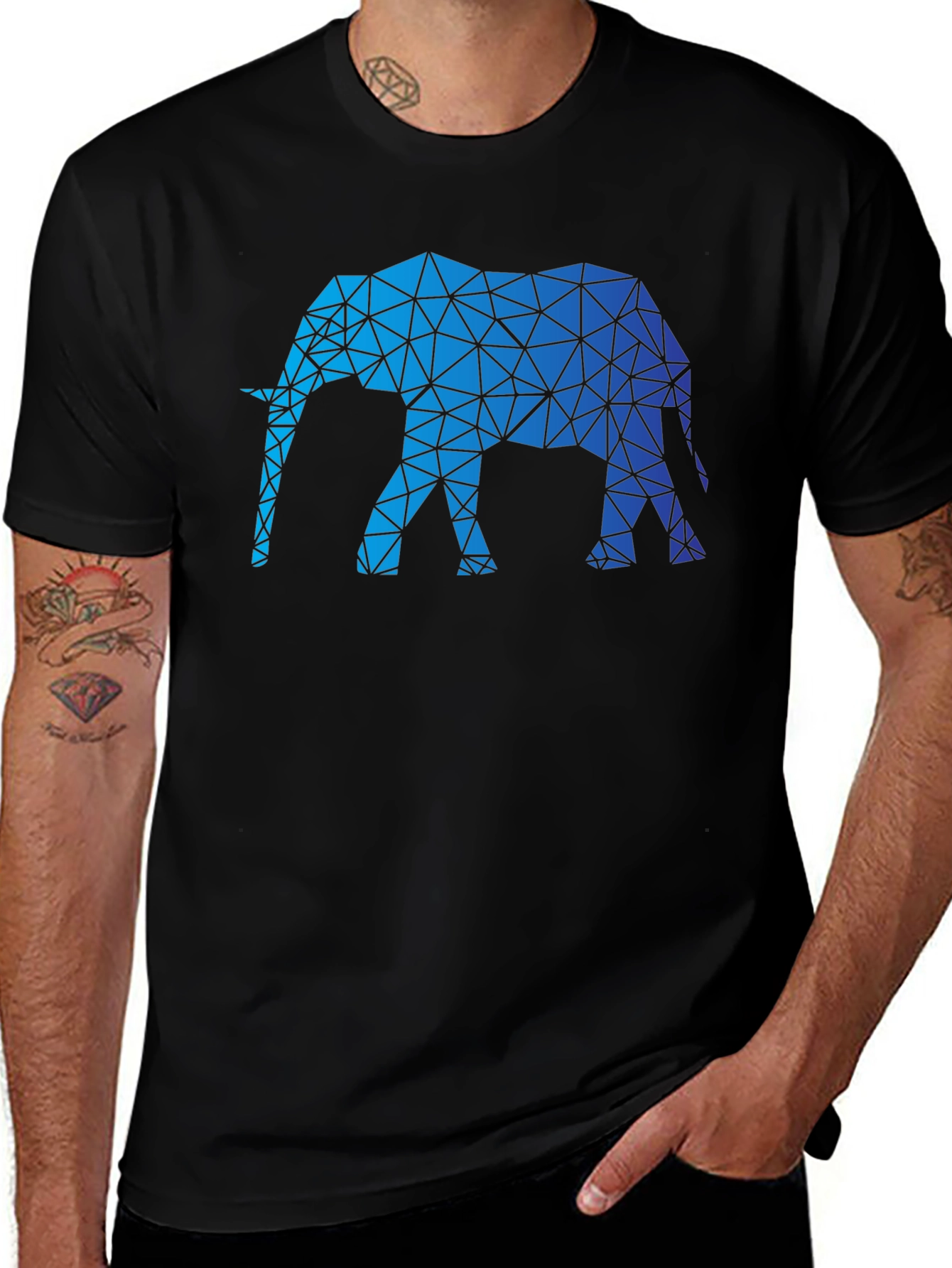 Variant 4 of Geometric Elephant Graphic Tee - Modern Animal Print