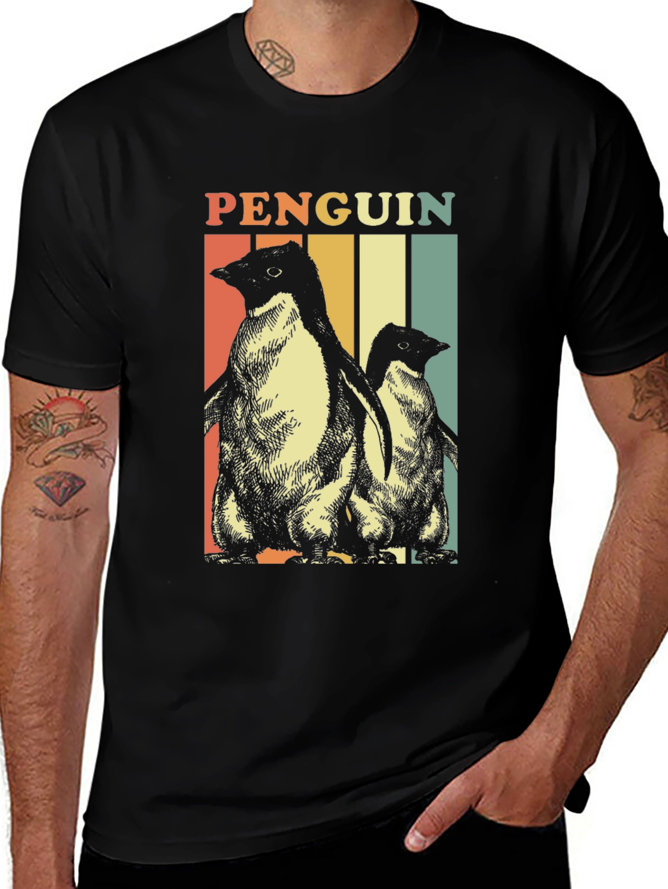Variant 7 of Vintage Penguin Graphic T-Shirt - Unisex Black Tee