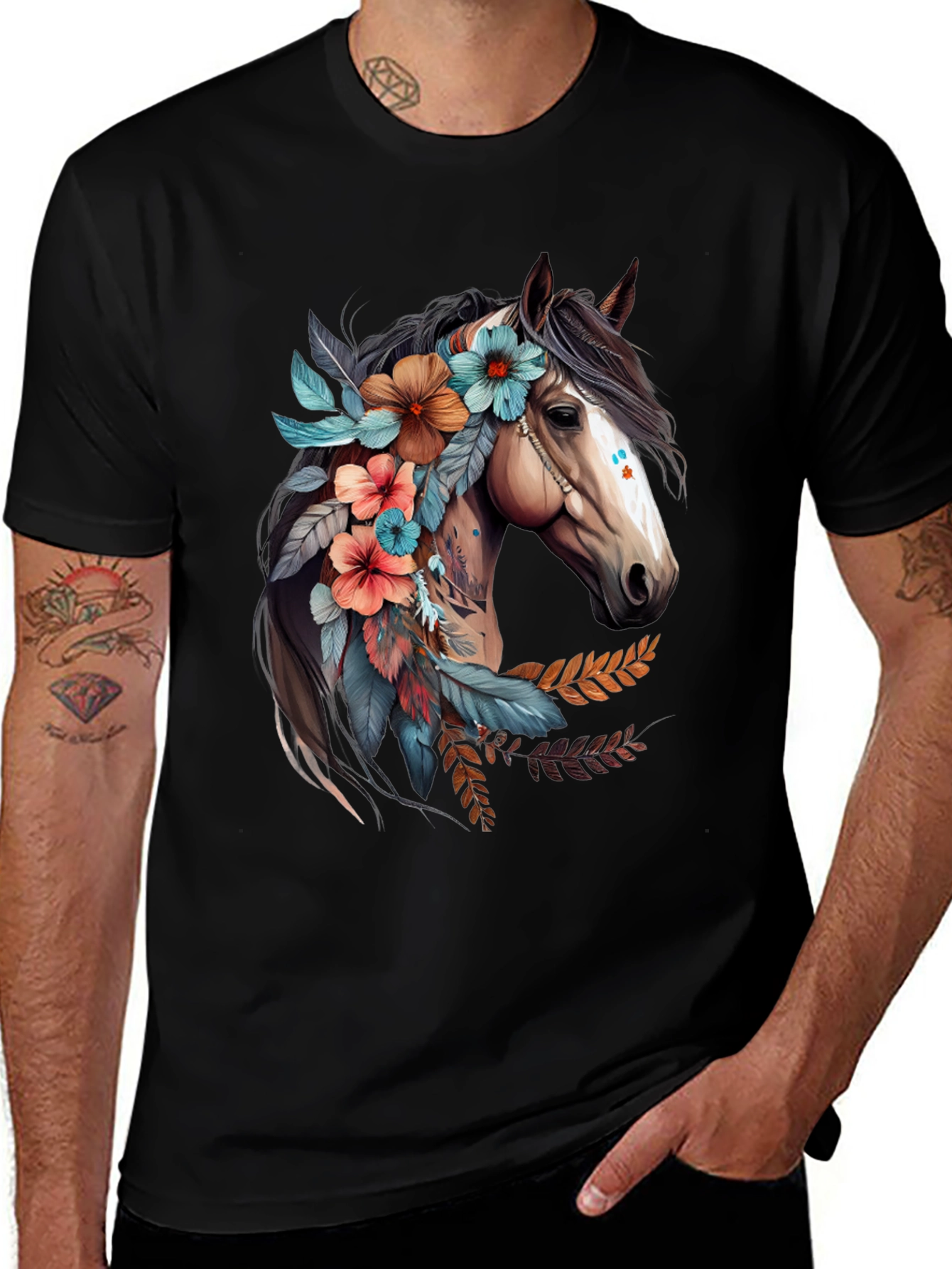 Variant 11 of Floral Horse Graphic Tee