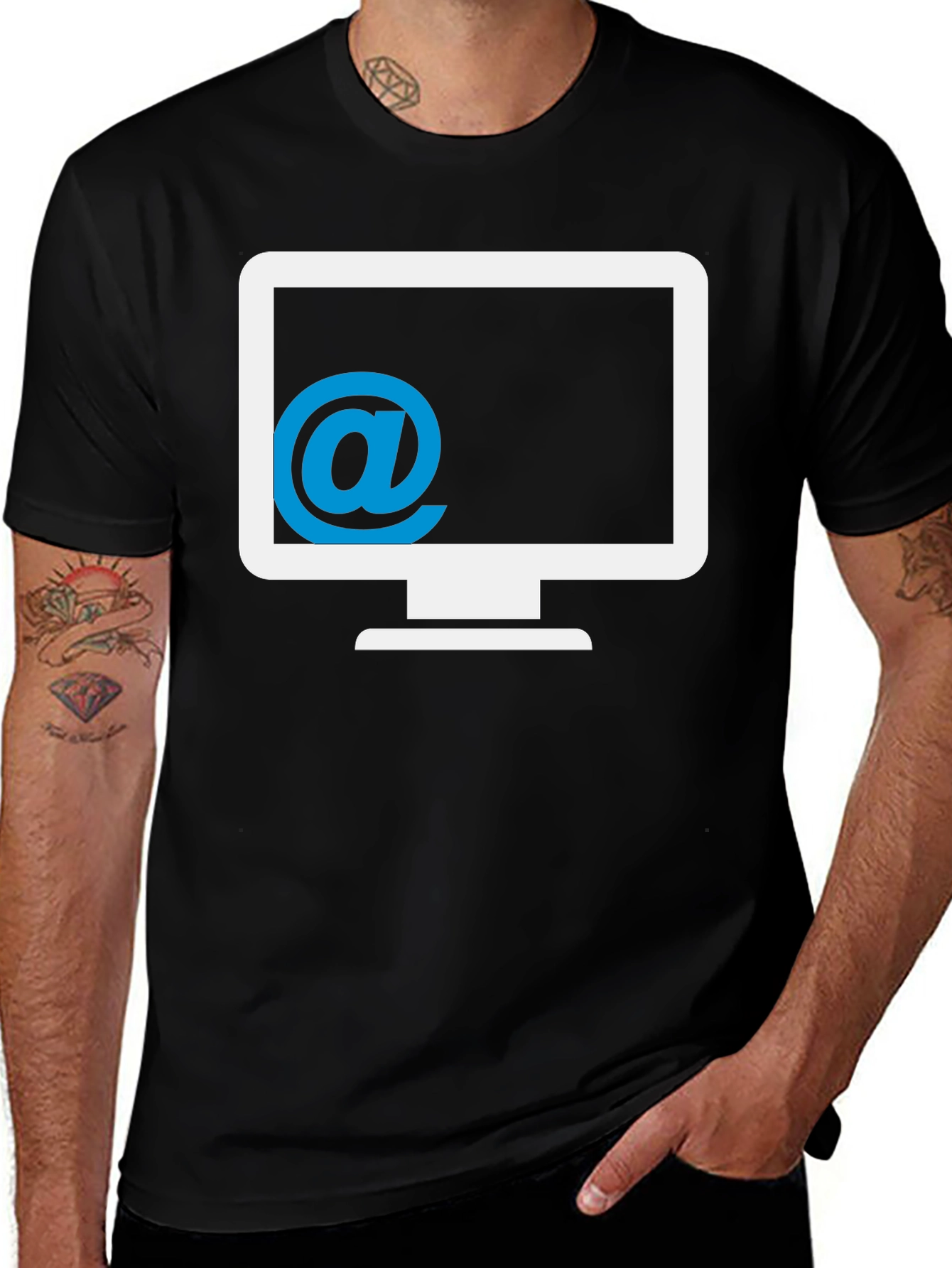 Variant 15 of Geek Chic: Computer Monitor & @ Symbol T-Shirt