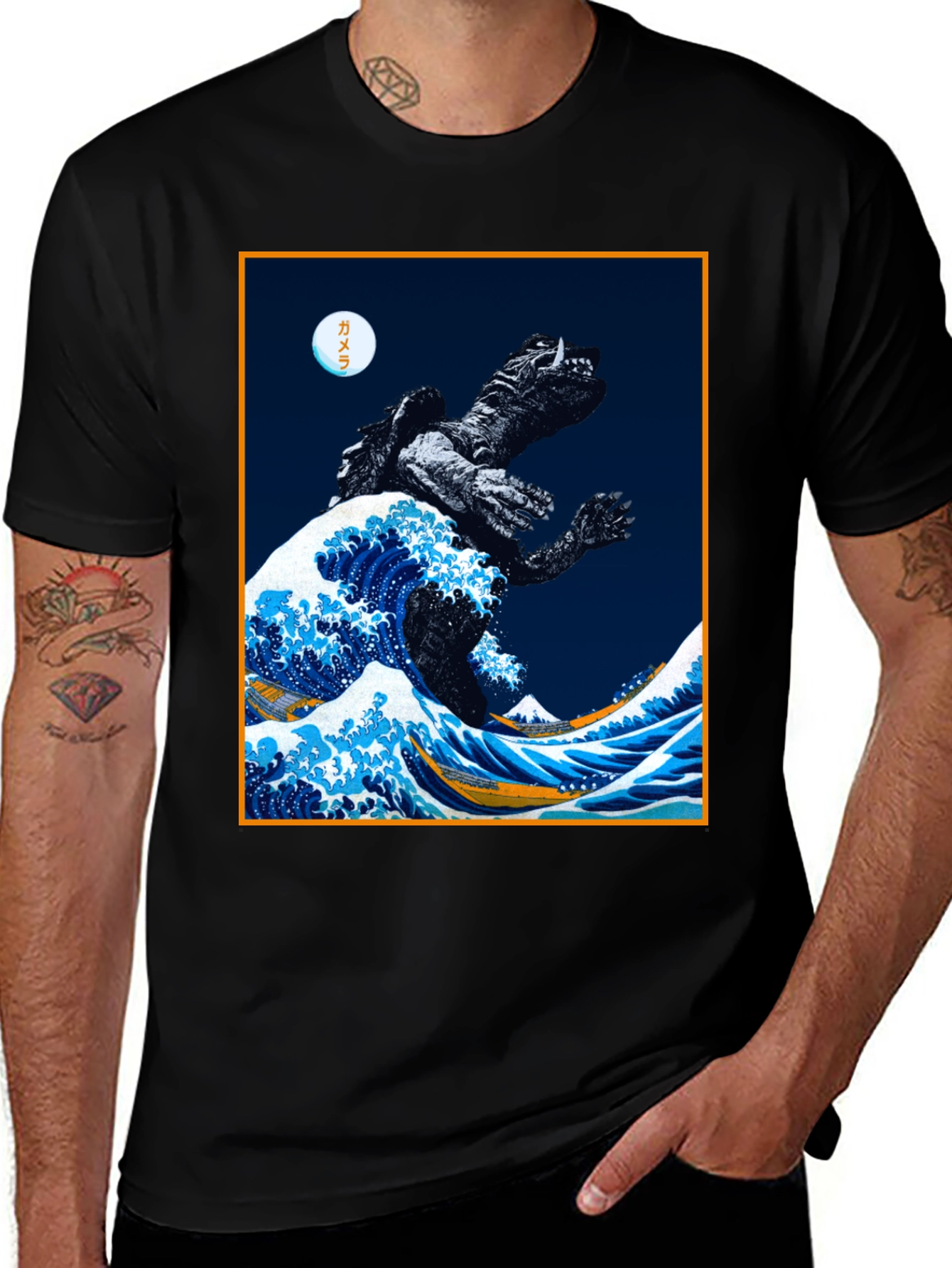 Variant 19 of Kaiju Wave Graphic Tee - Unique Japanese Art