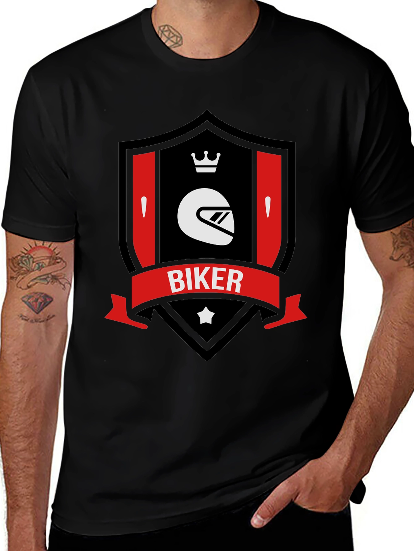 Variant 14 of Biker Helmet Graphic T-Shirt - Ride in Style!