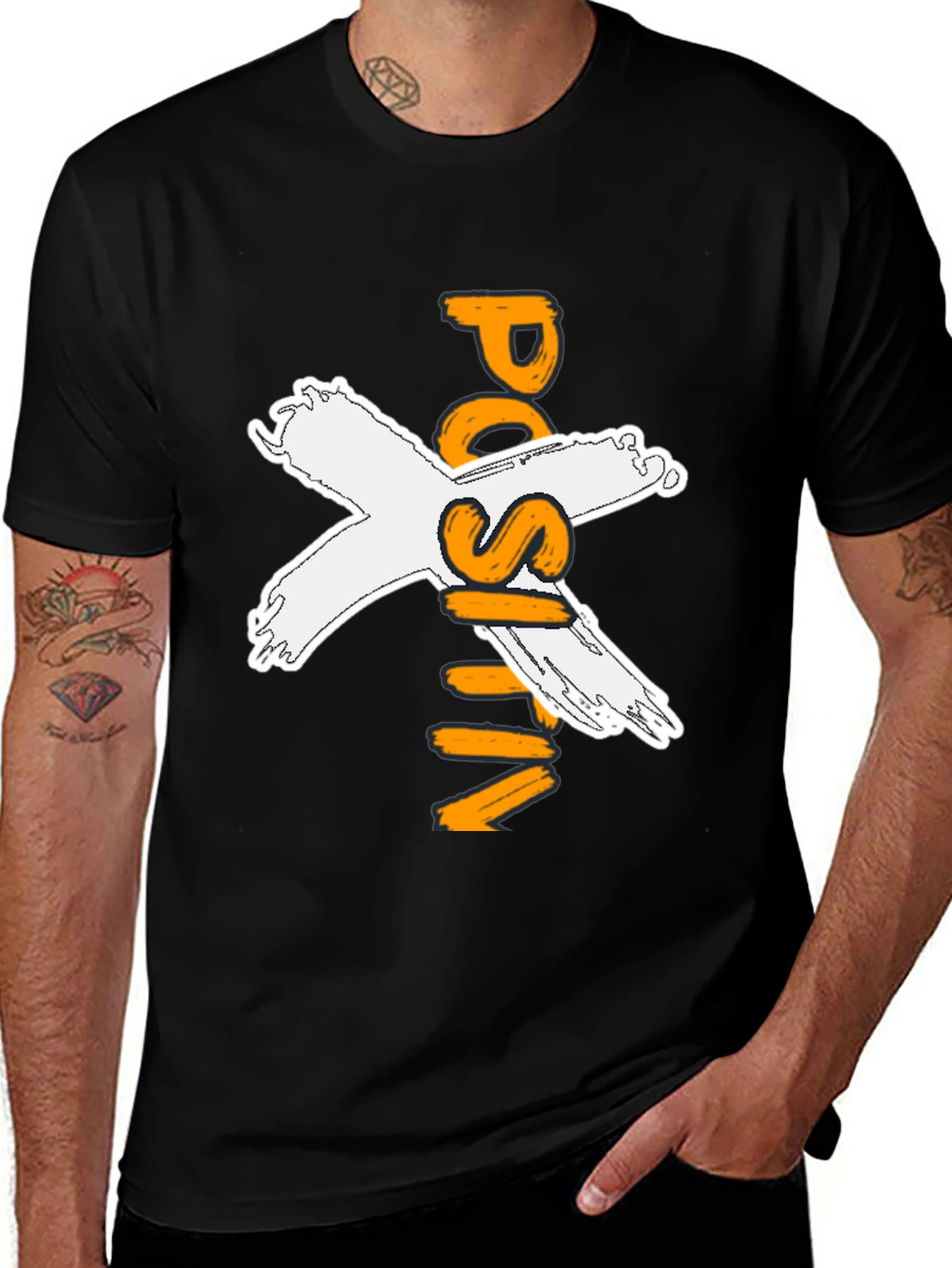 Variant 18 of Positive Graphic Tee - Black Crew Neck T-Shirt