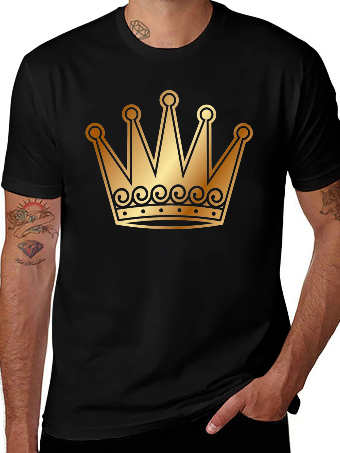 Variant 7 of Golden Crown Graphic T-Shirt - Black Tee