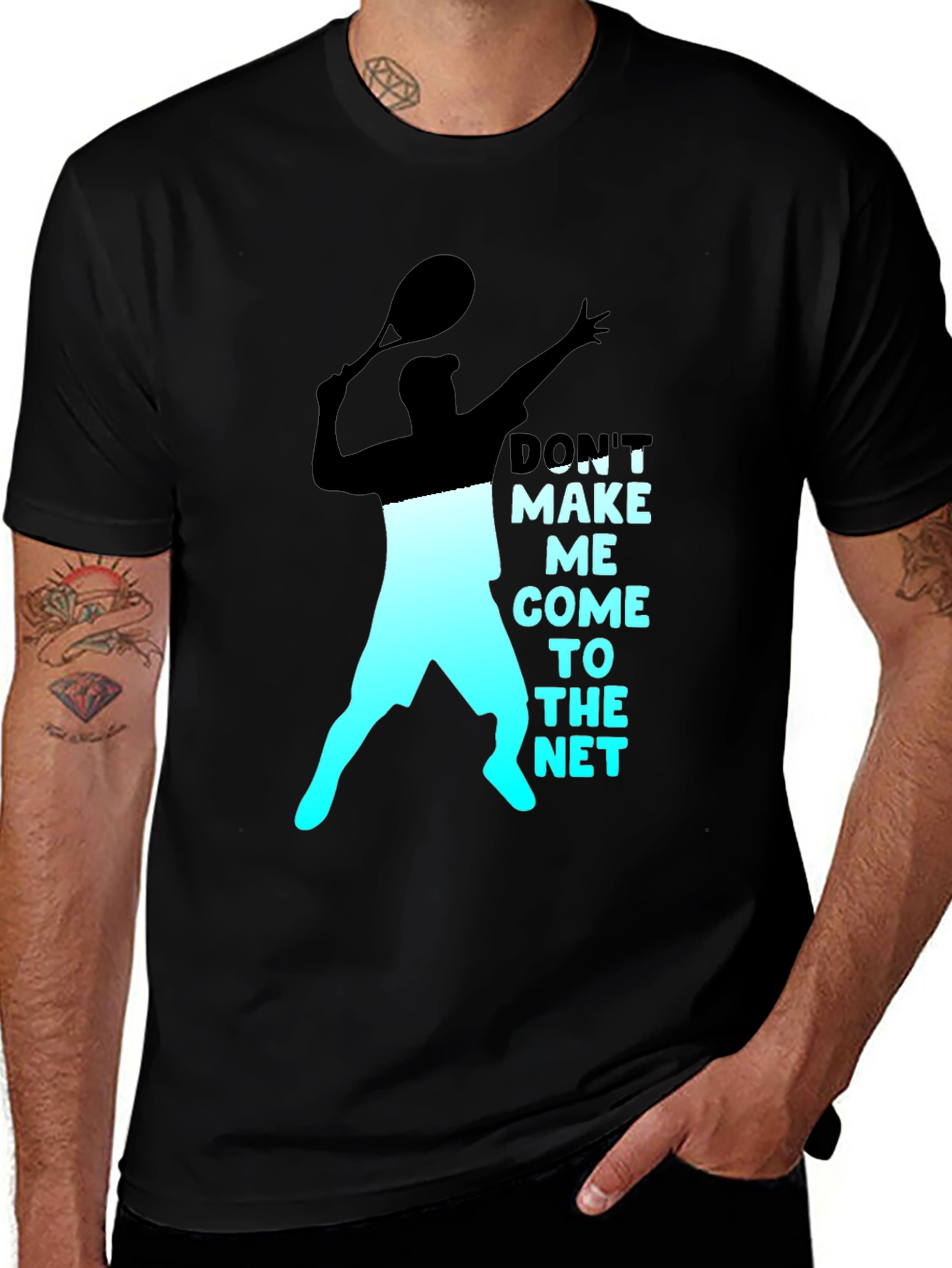 Variant 28 of Tennis Player Graphic T-Shirt - Don't Make Me Come To The Net