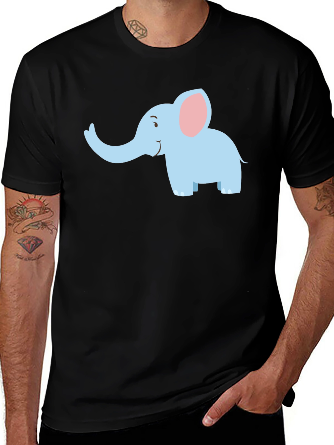 Variant 22 of Cute Elephant Graphic Tee - Soft Cotton Black T-Shirt