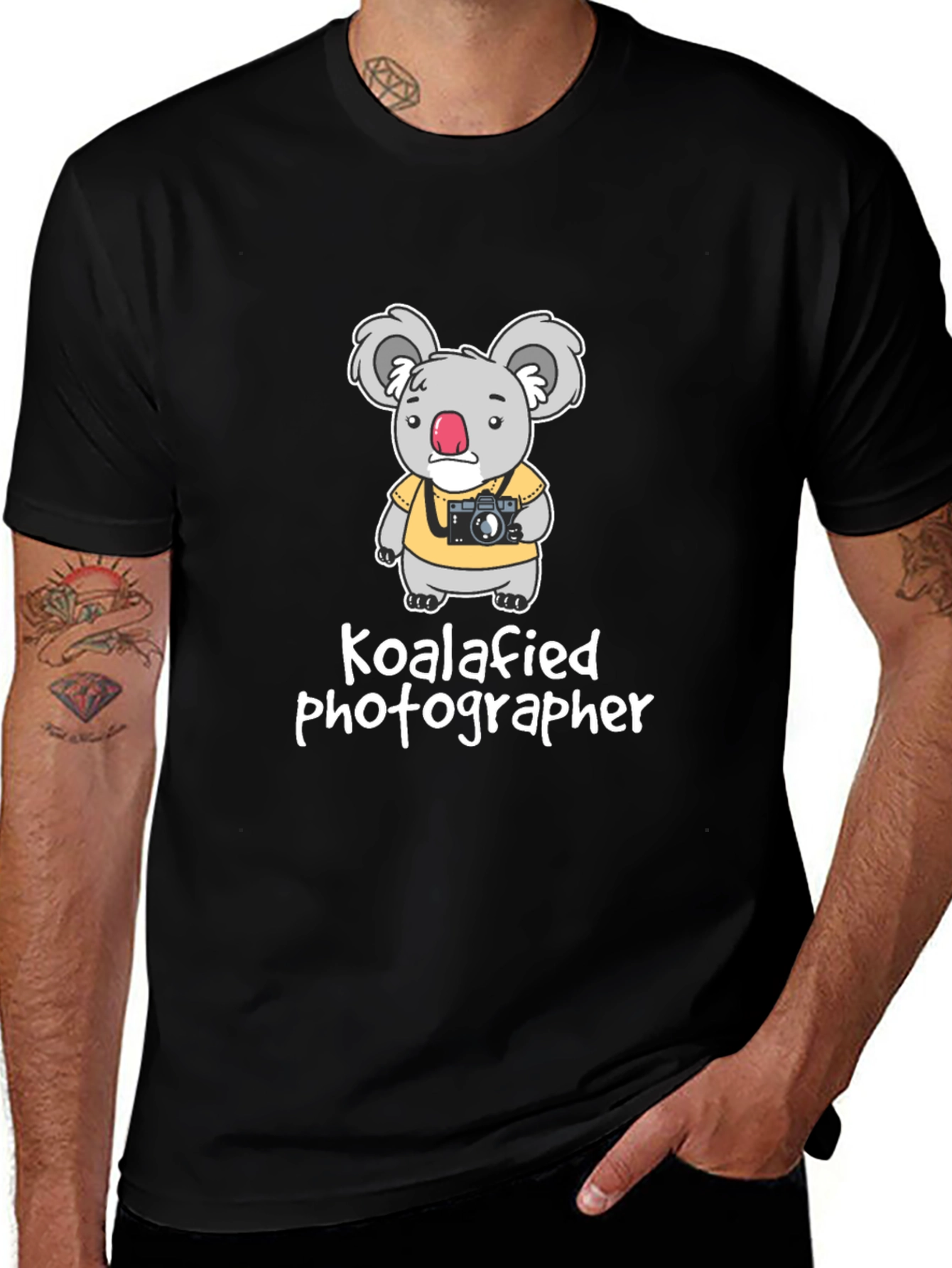 Variant 29 of Koalafied Photographer T-Shirt - Black Cotton Tee