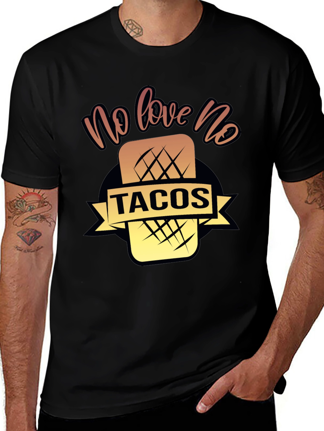 Variant 13 of No Love No Tacos Black Graphic Tee