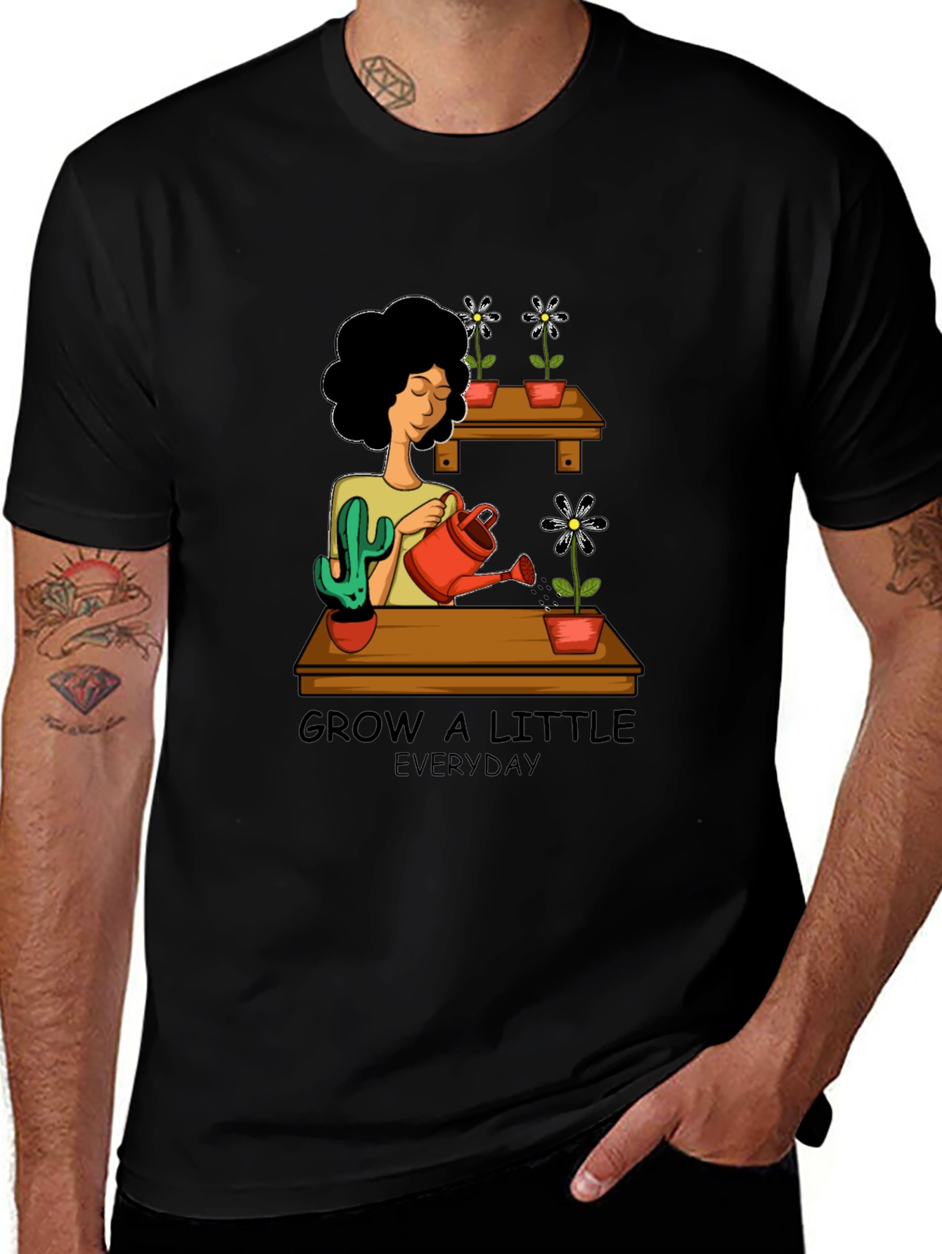 Black Grow a Little Everyday Graphic T-Shirt main image