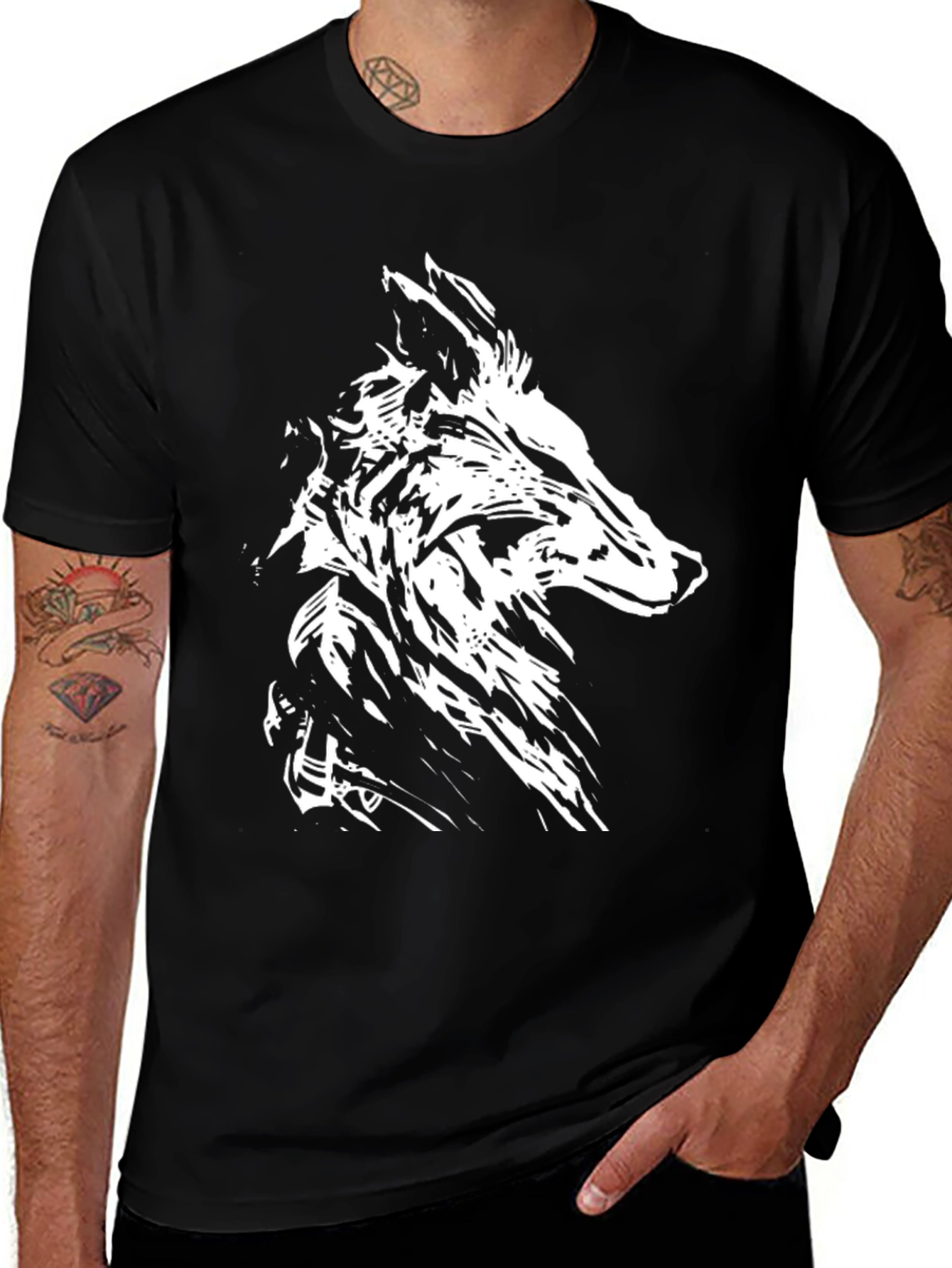 Variant 20 of Wolf Graphic Tee - Men's Black T-Shirt