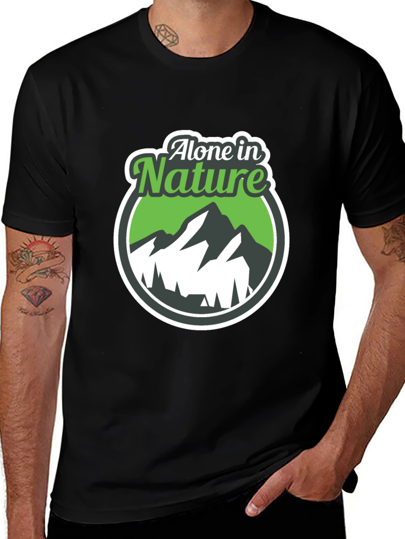Variant 25 of Alone in Nature Graphic T-Shirt - Black