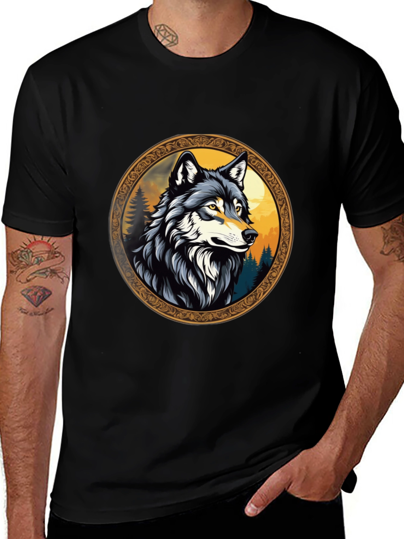 Variant 30 of Wolf Graphic Tee - Wildlife Design