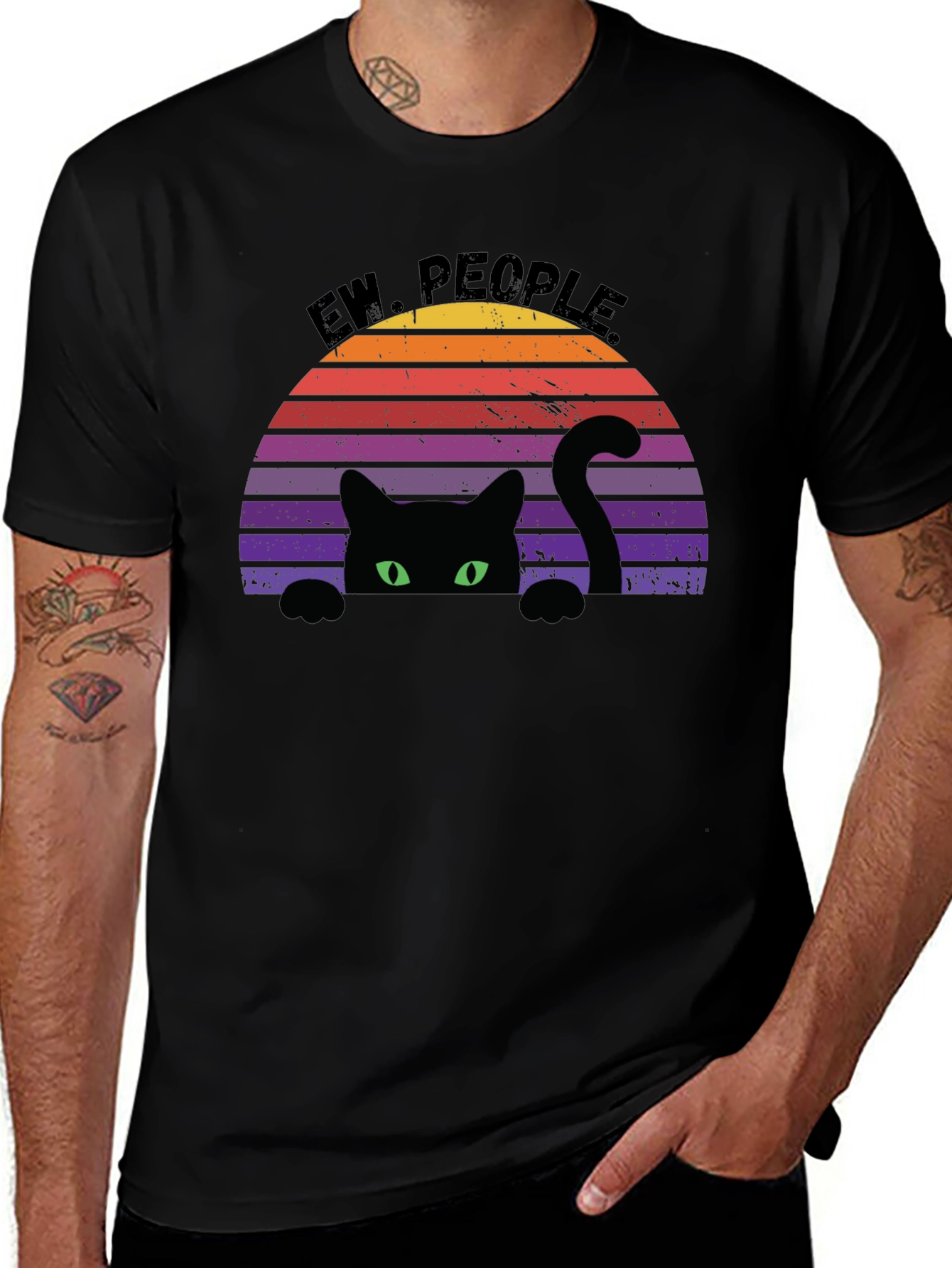 Variant 11 of Ew People Black Cat Retro Graphic Tee