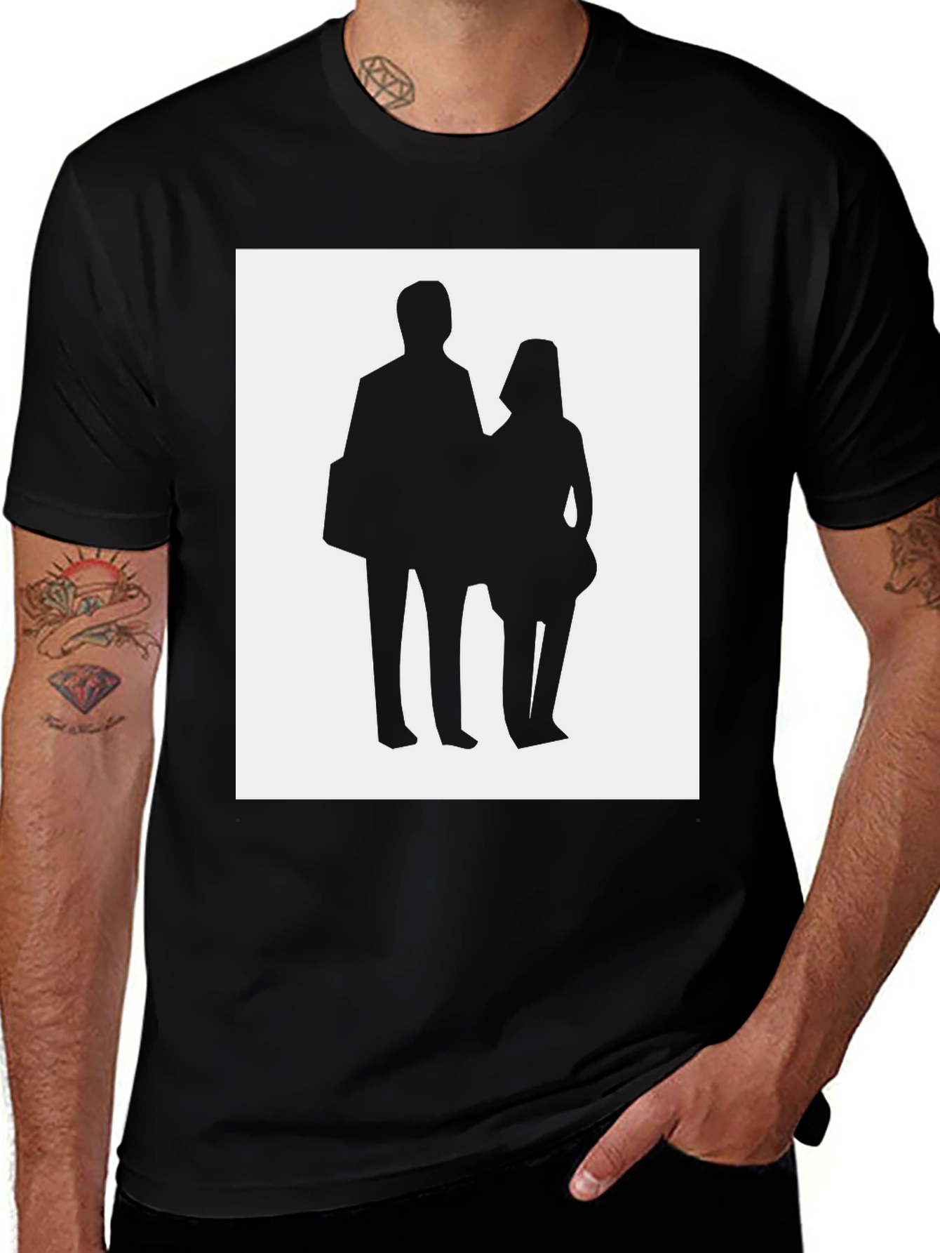Variant 8 of Silhouette Couple T-Shirt - Black