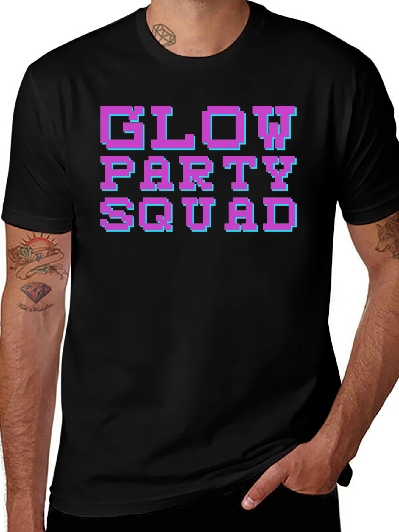 Variant 3 of Glow Party Squad T-Shirt - Retro Pixel Design