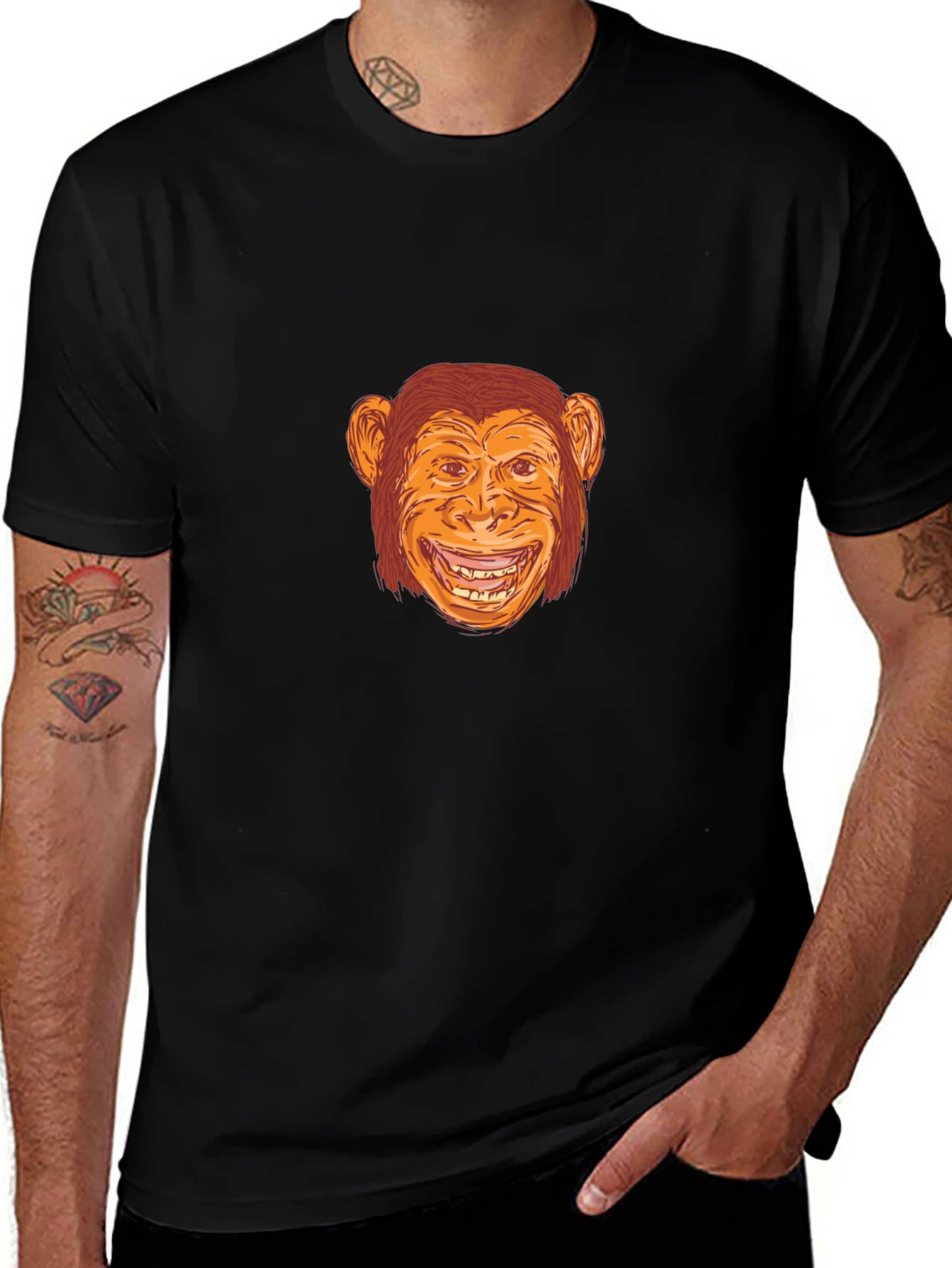 Variant 26 of Funny Monkey Graphic Tee - Black Cotton T-Shirt