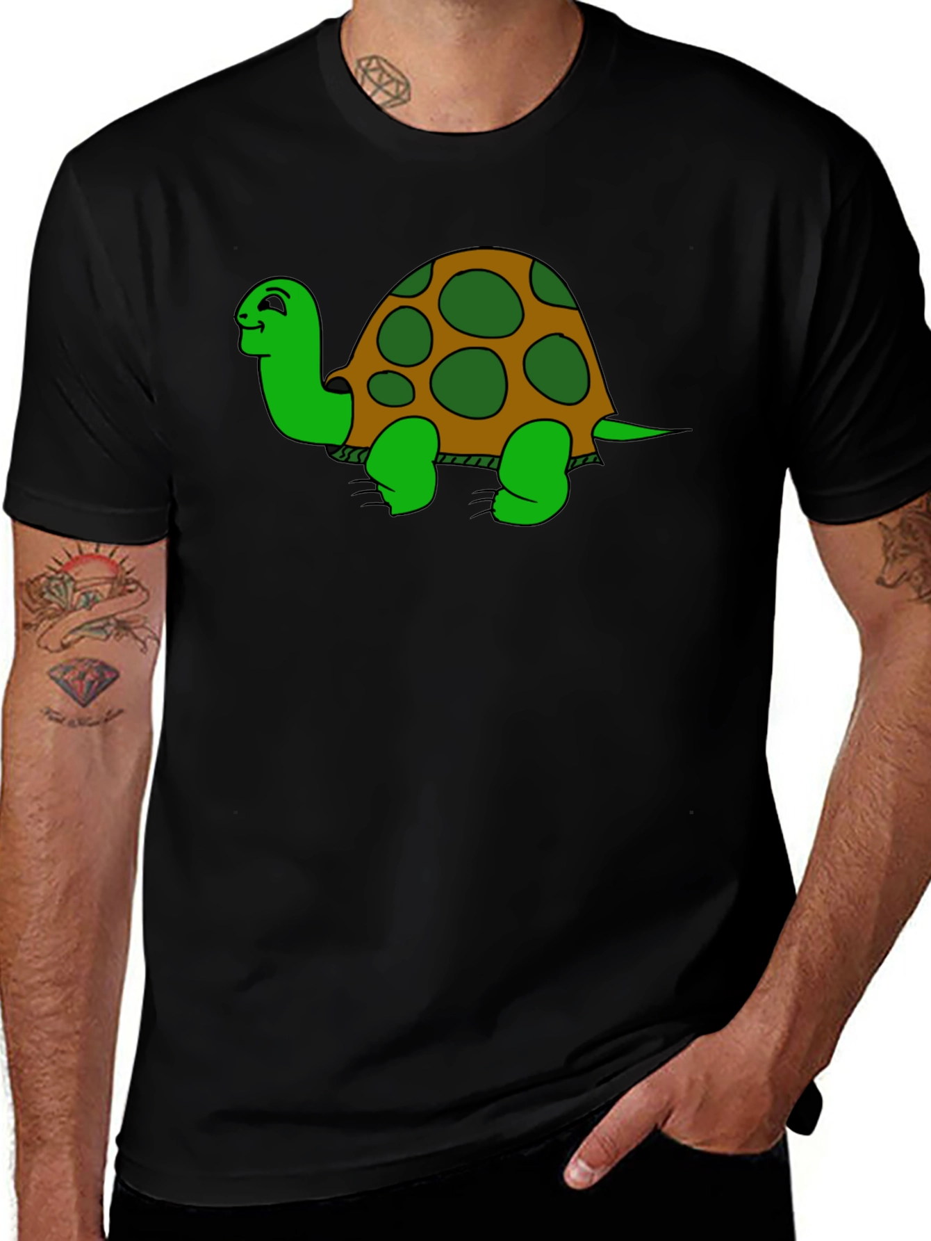 Variant 6 of Turtle Graphic Tee - Black Cotton