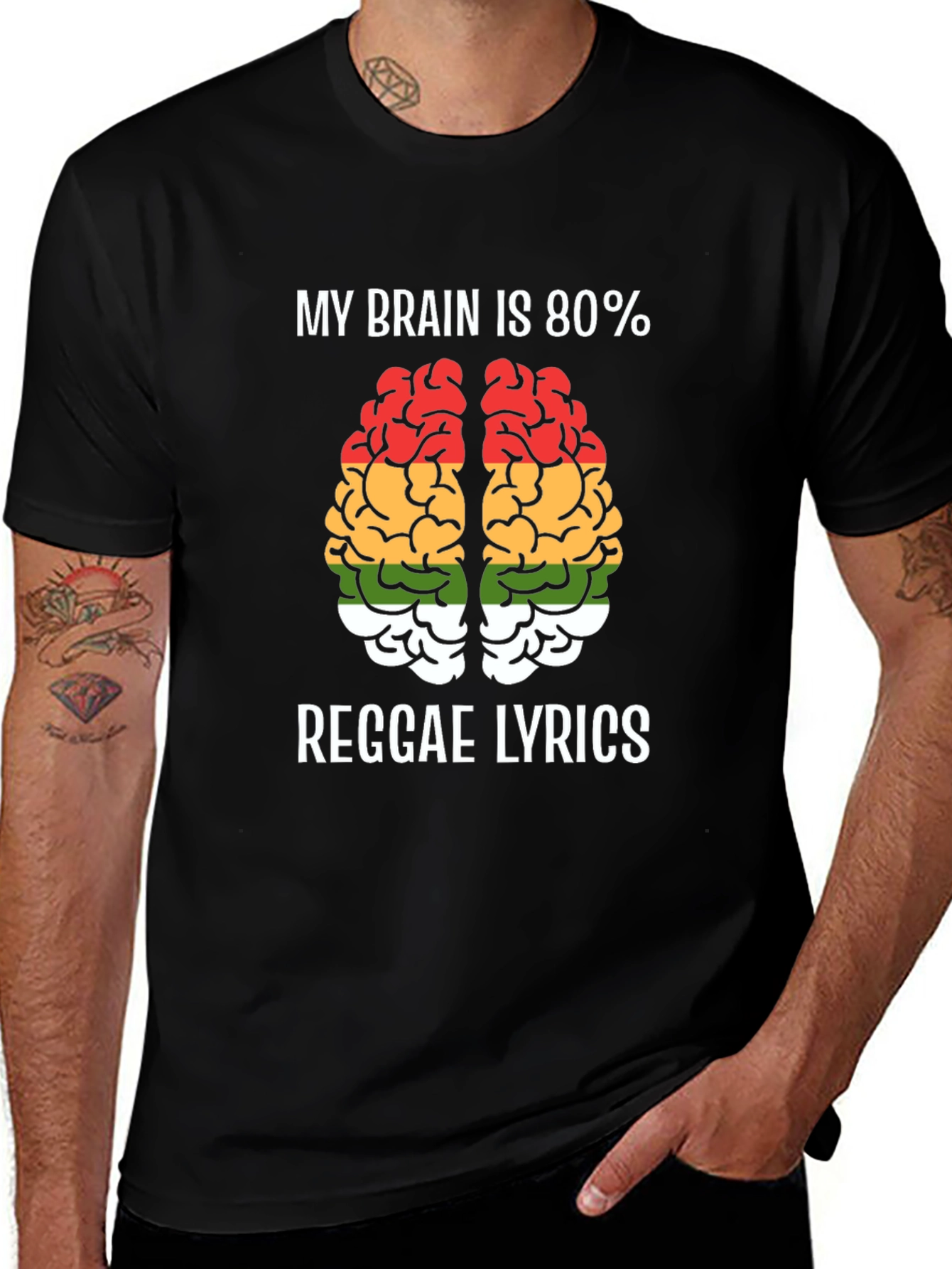 Variant 18 of Reggae Lyrics Brain Tee - Music Lover T-Shirt