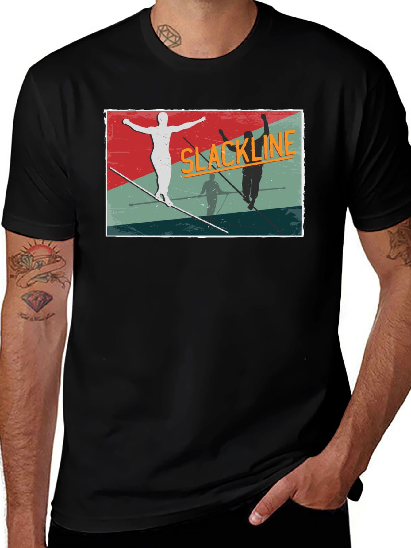 Variant 17 of Slackline Graphic Tee - Black Cotton T-Shirt
