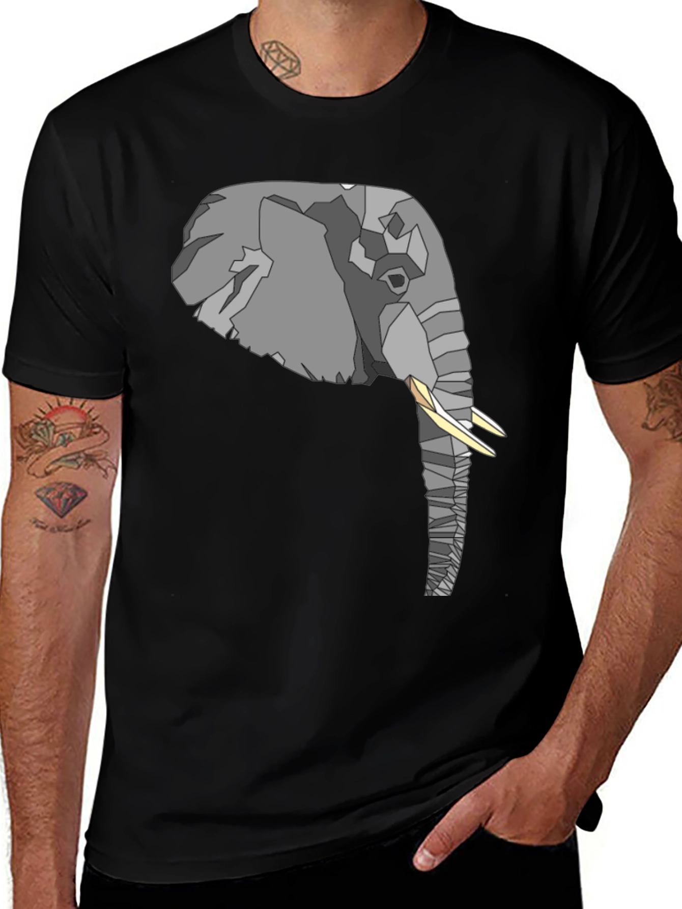 Variant 19 of Elephant Graphic T-Shirt - Stylish Men's Black Tee