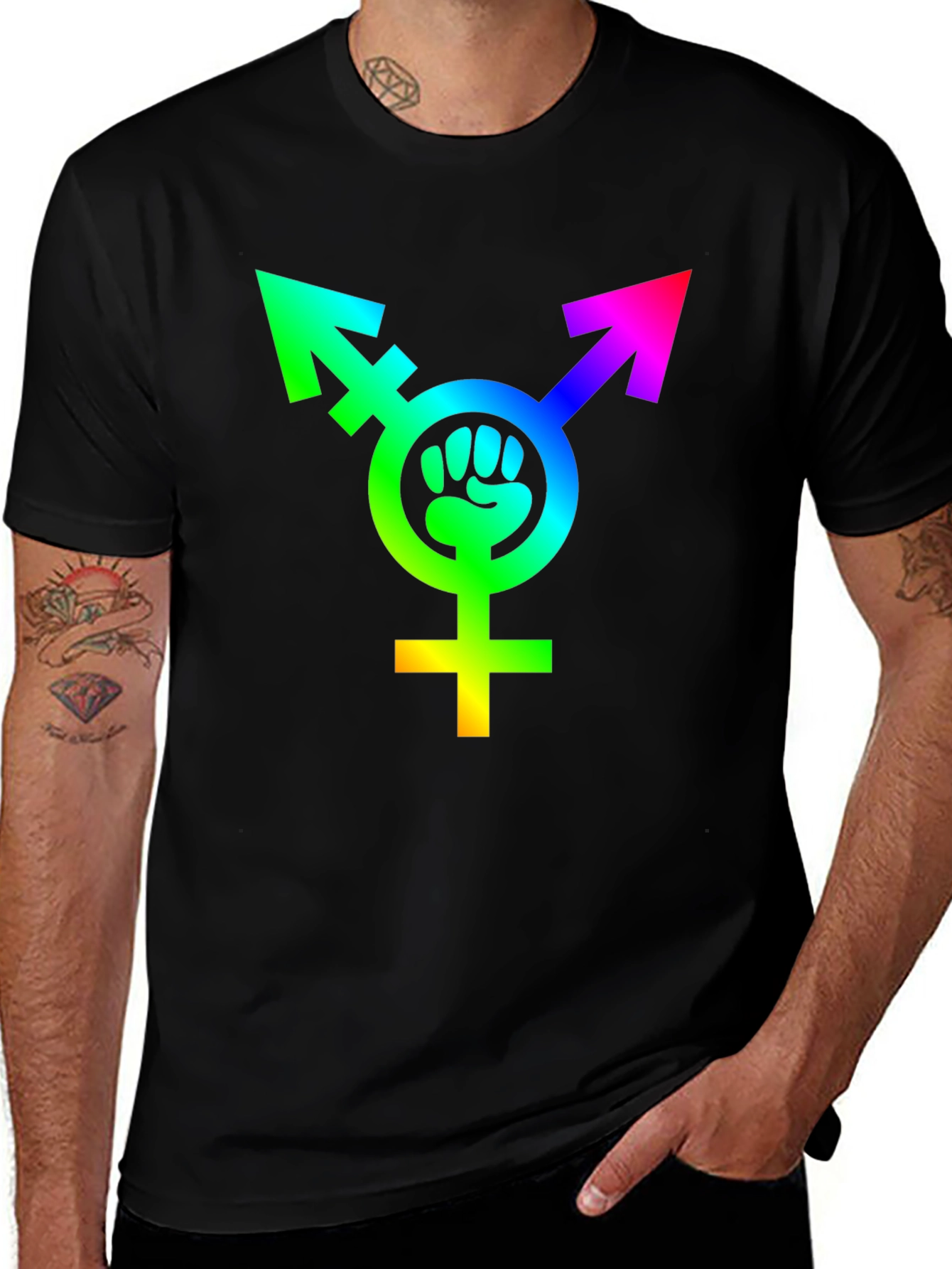 Variant 22 of Transgender Pride Fist Rainbow T-Shirt