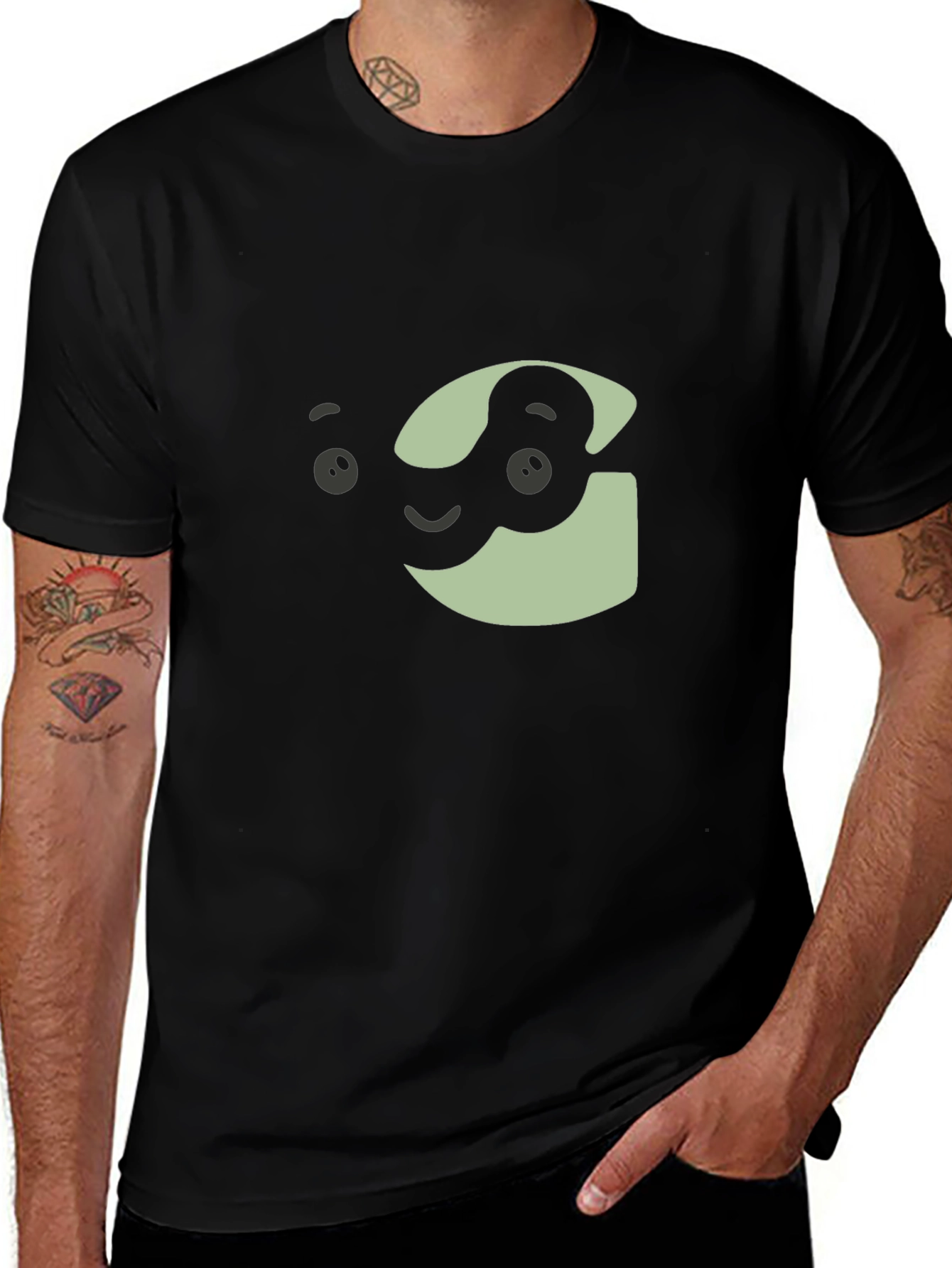 Cartoon Face Graphic Tee - Unisex Black T-Shirt